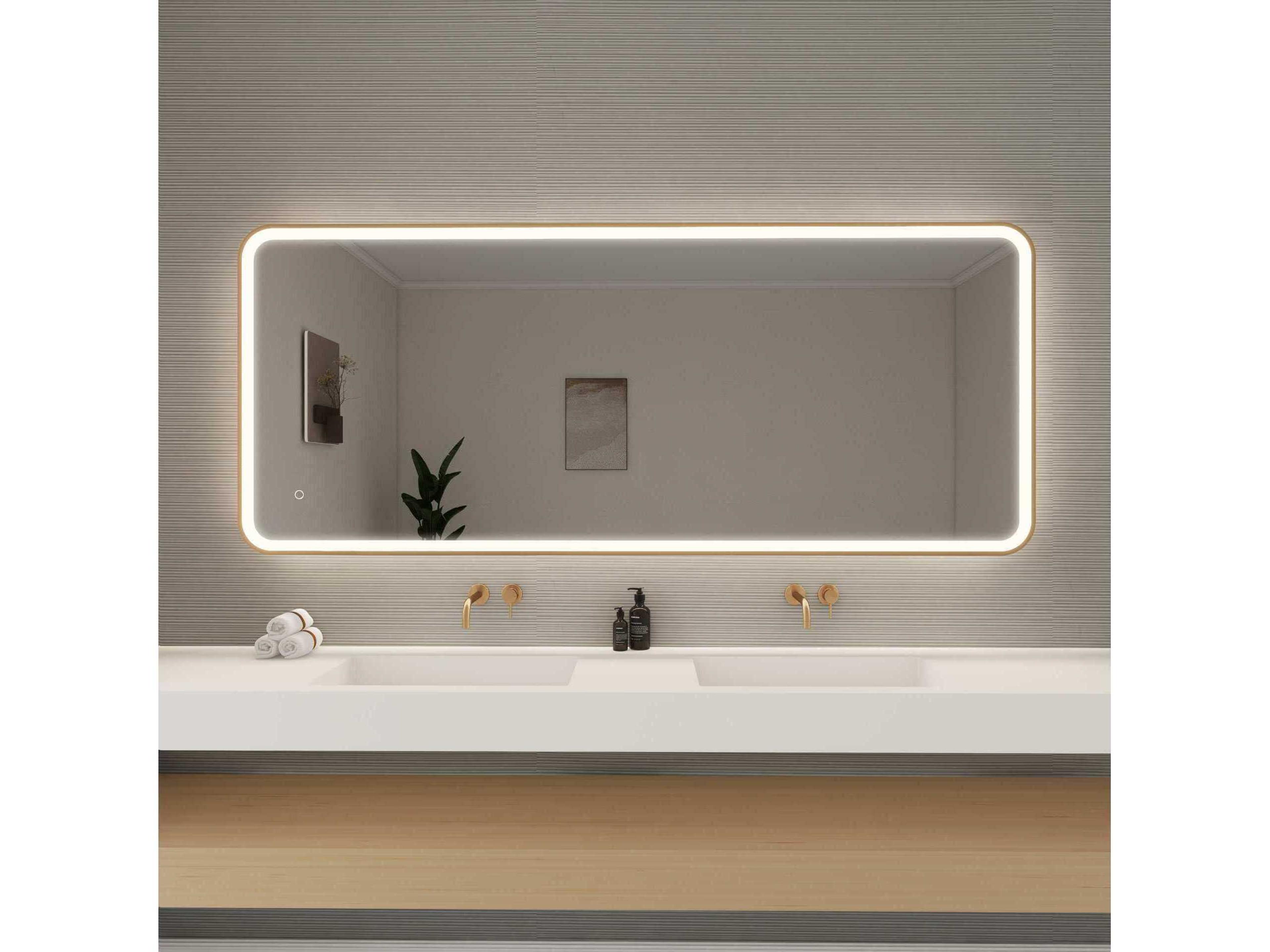 Elegant Lighting Harmoni Satin Gold Rectangular Wall Mirror
