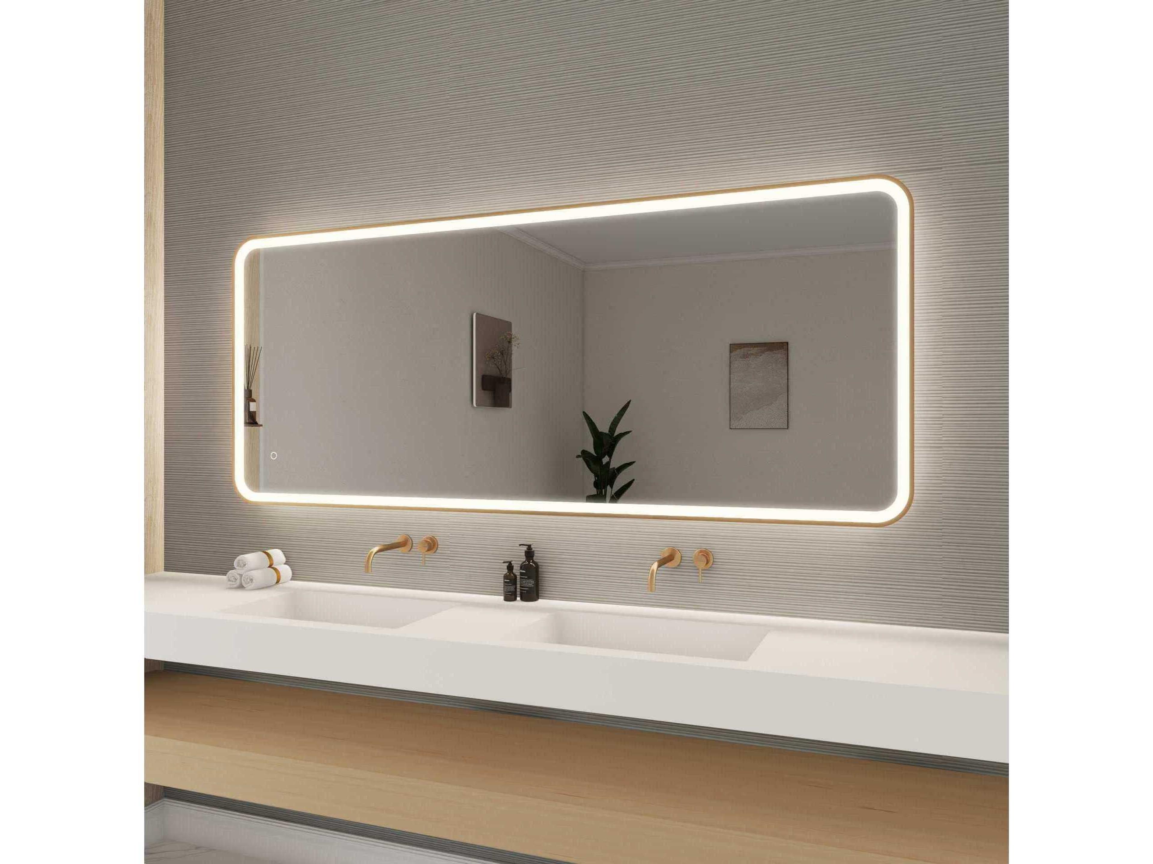Elegant Lighting Harmoni Satin Gold Rectangular Wall Mirror