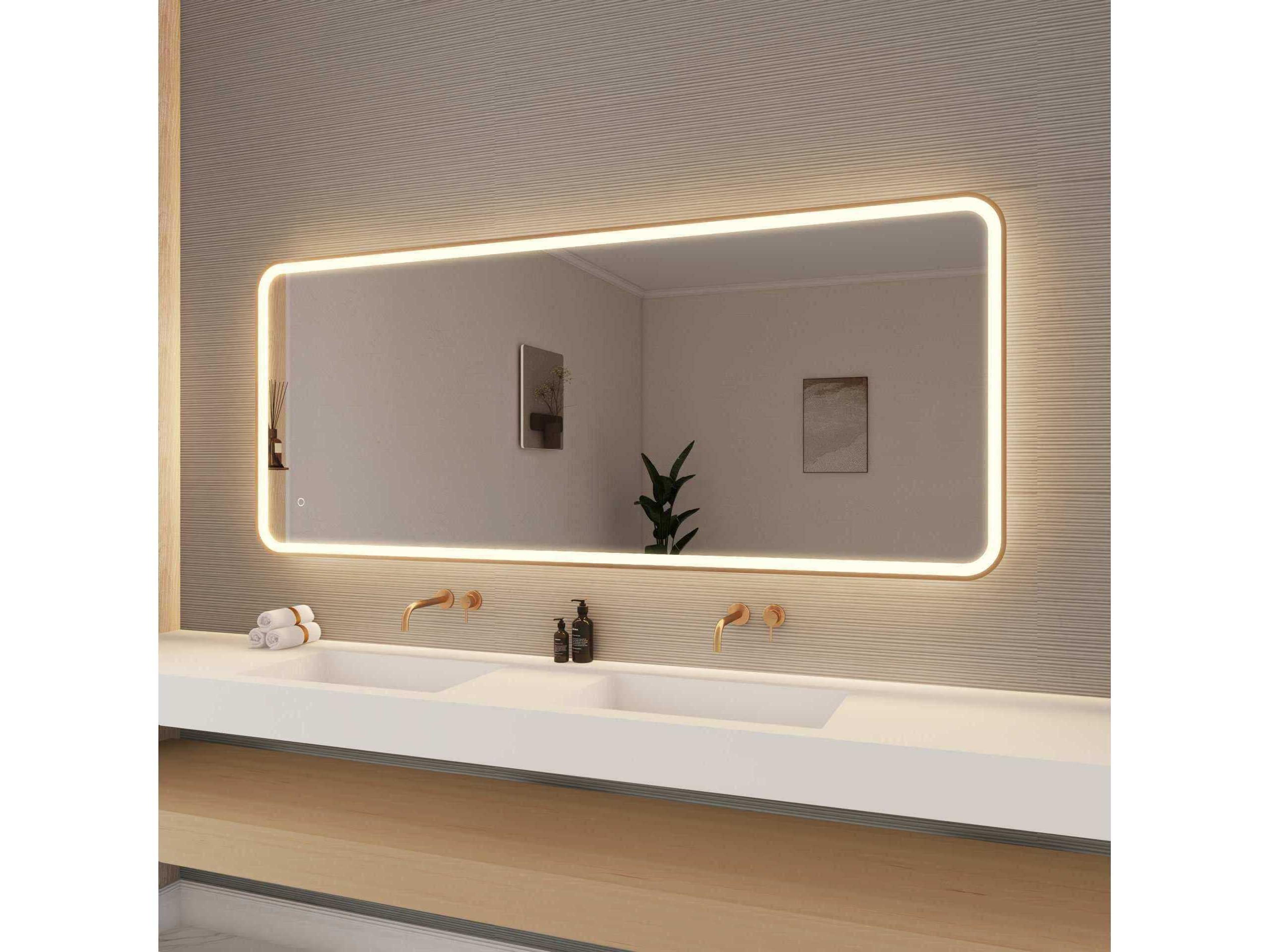Elegant Lighting Harmoni Satin Gold Rectangular Wall Mirror