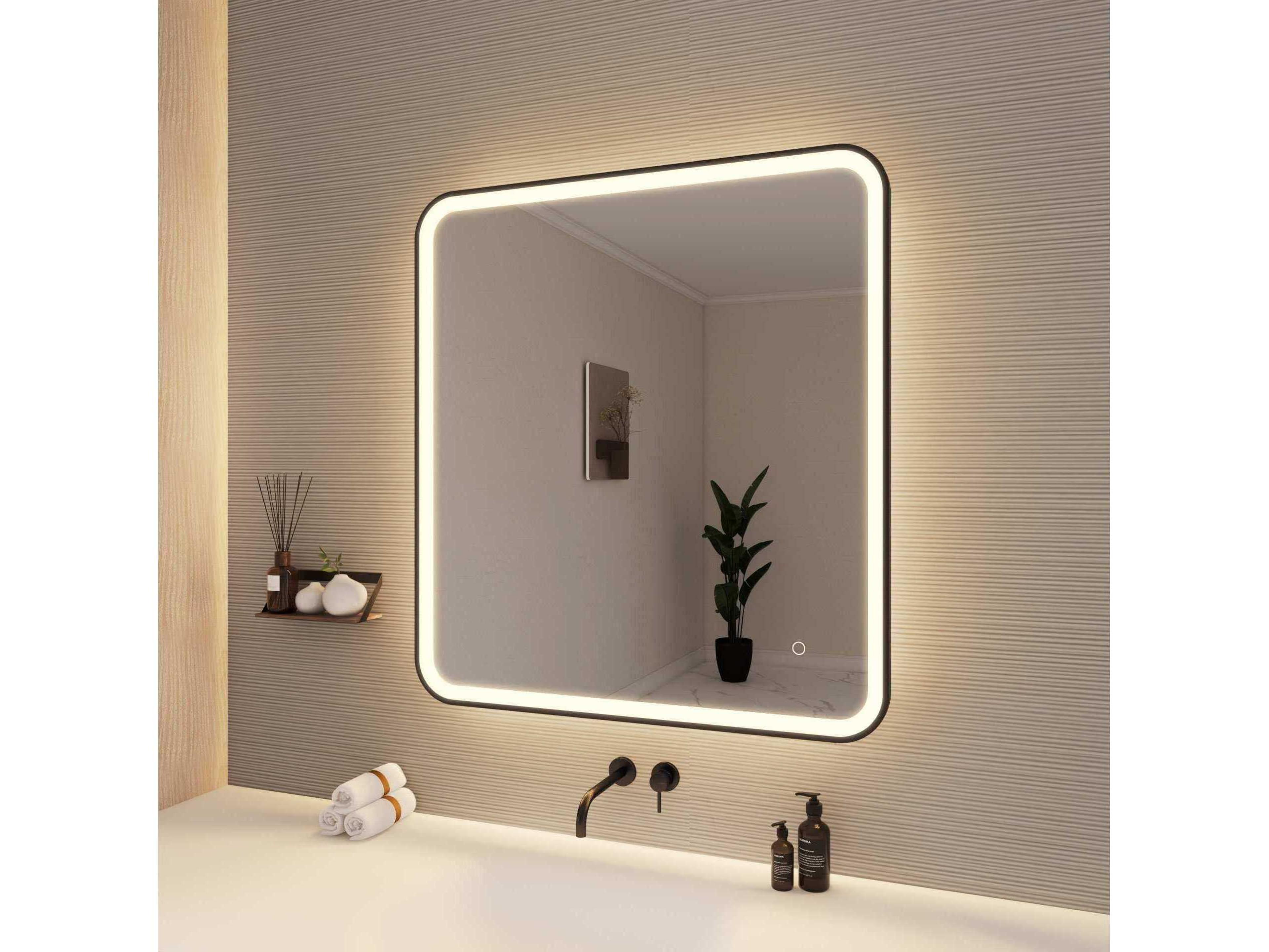 Elegant Lighting Harmoni Black Rectangular Wall Mirror