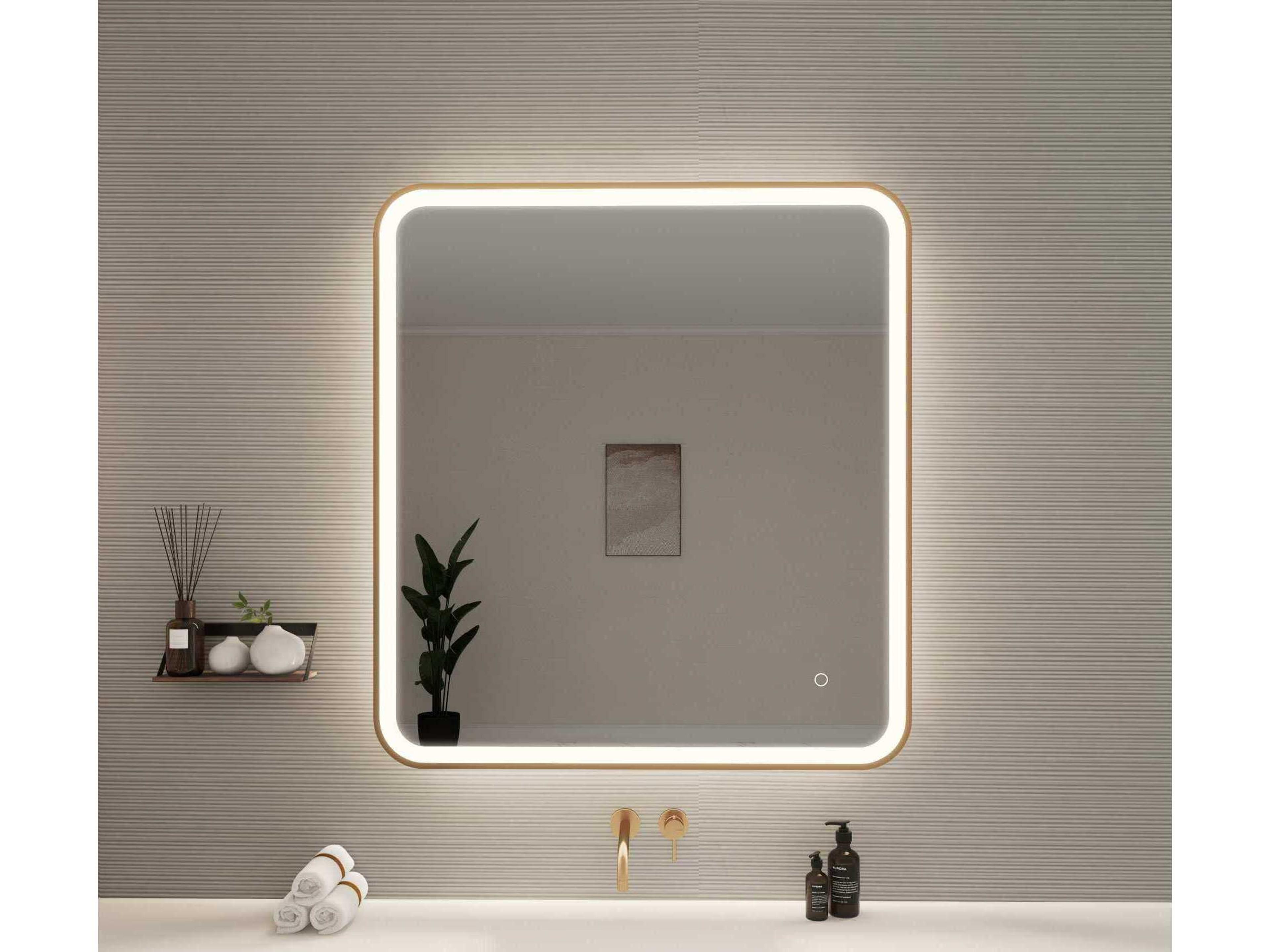 Elegant Lighting Harmoni Satin Gold Rectangular Wall Mirror