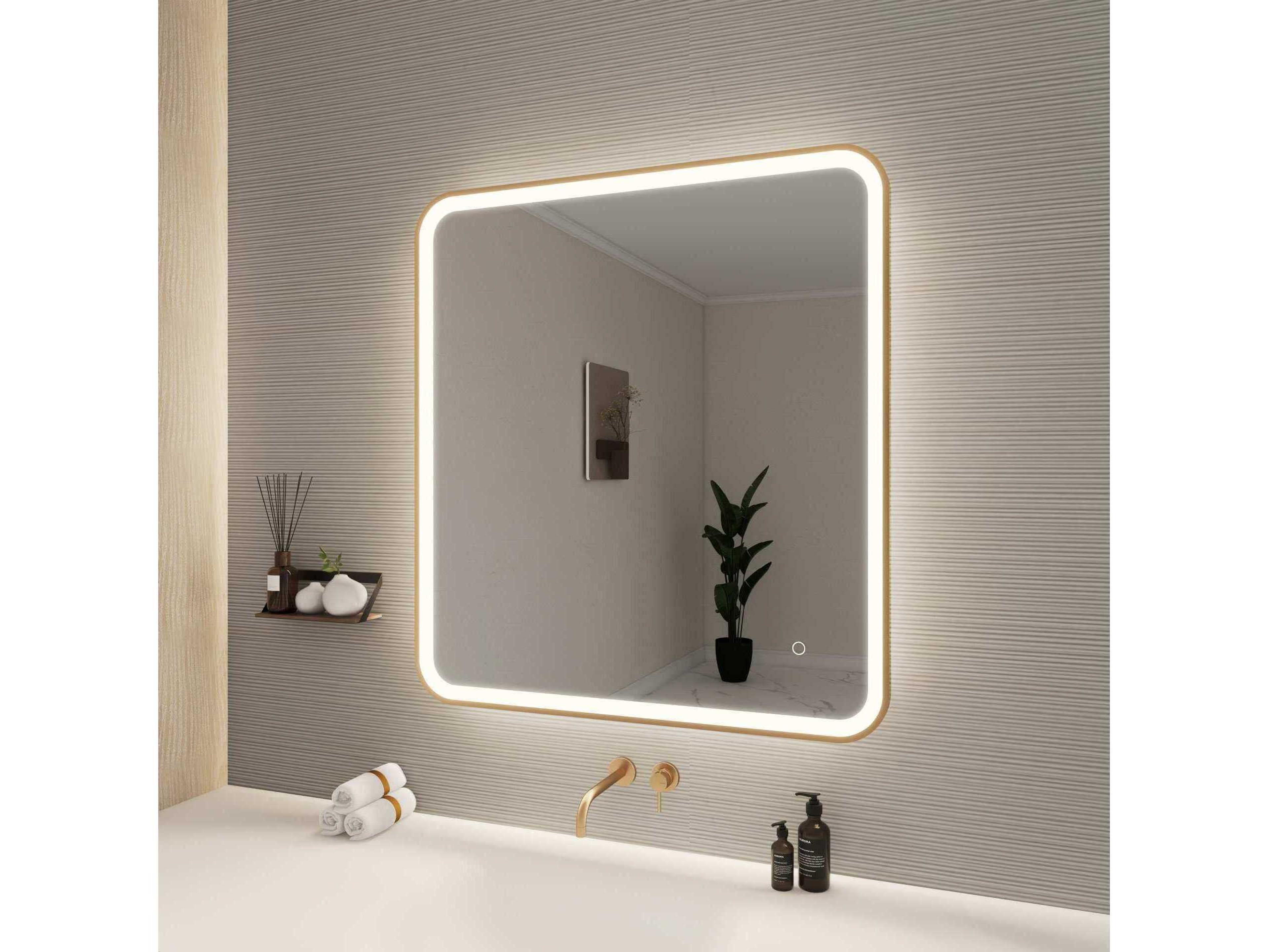 Elegant Lighting Harmoni Satin Gold Rectangular Wall Mirror