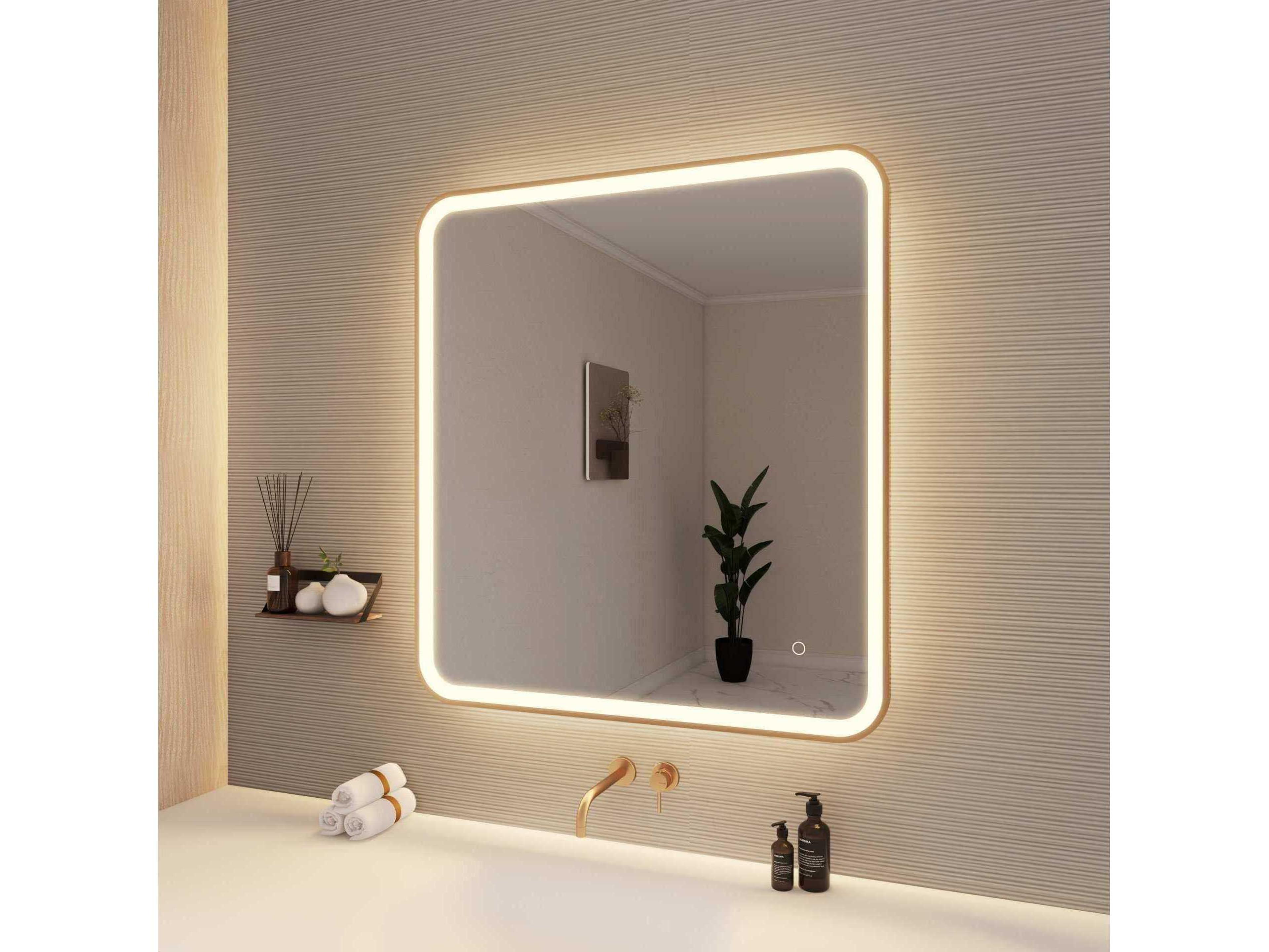 Elegant Lighting Harmoni Satin Gold Rectangular Wall Mirror