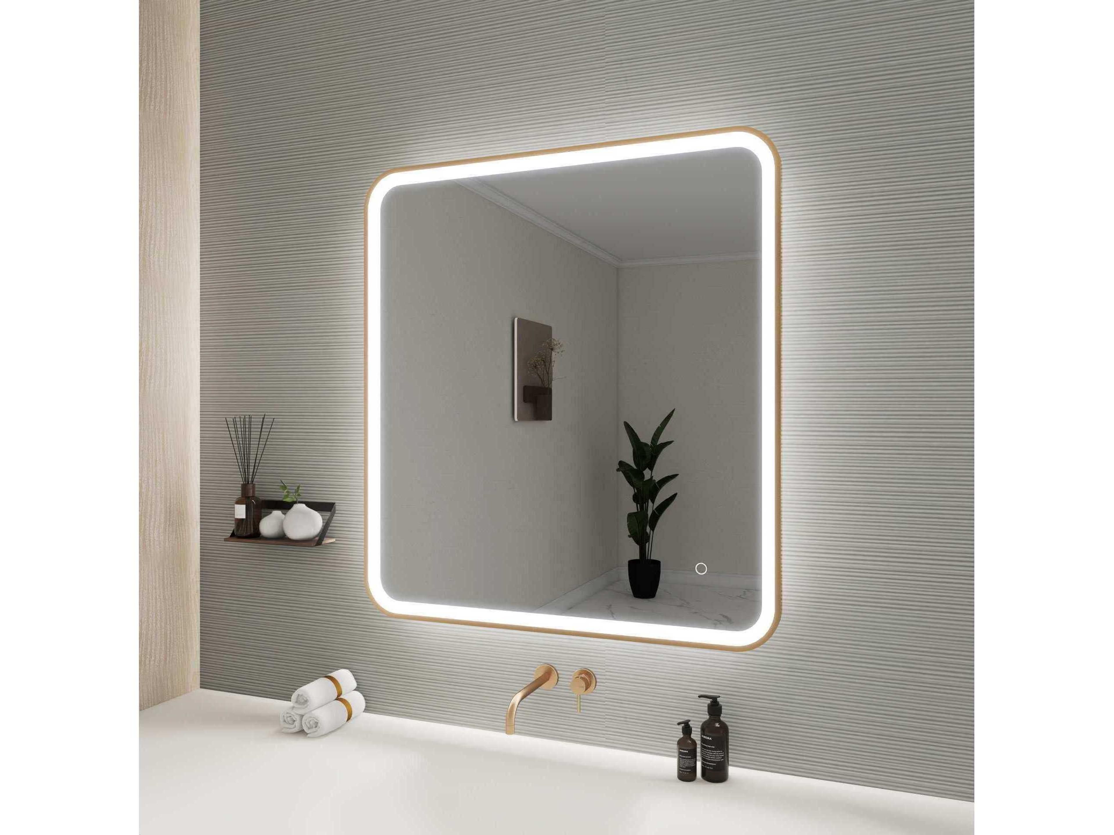 Elegant Lighting Harmoni Satin Gold Rectangular Wall Mirror