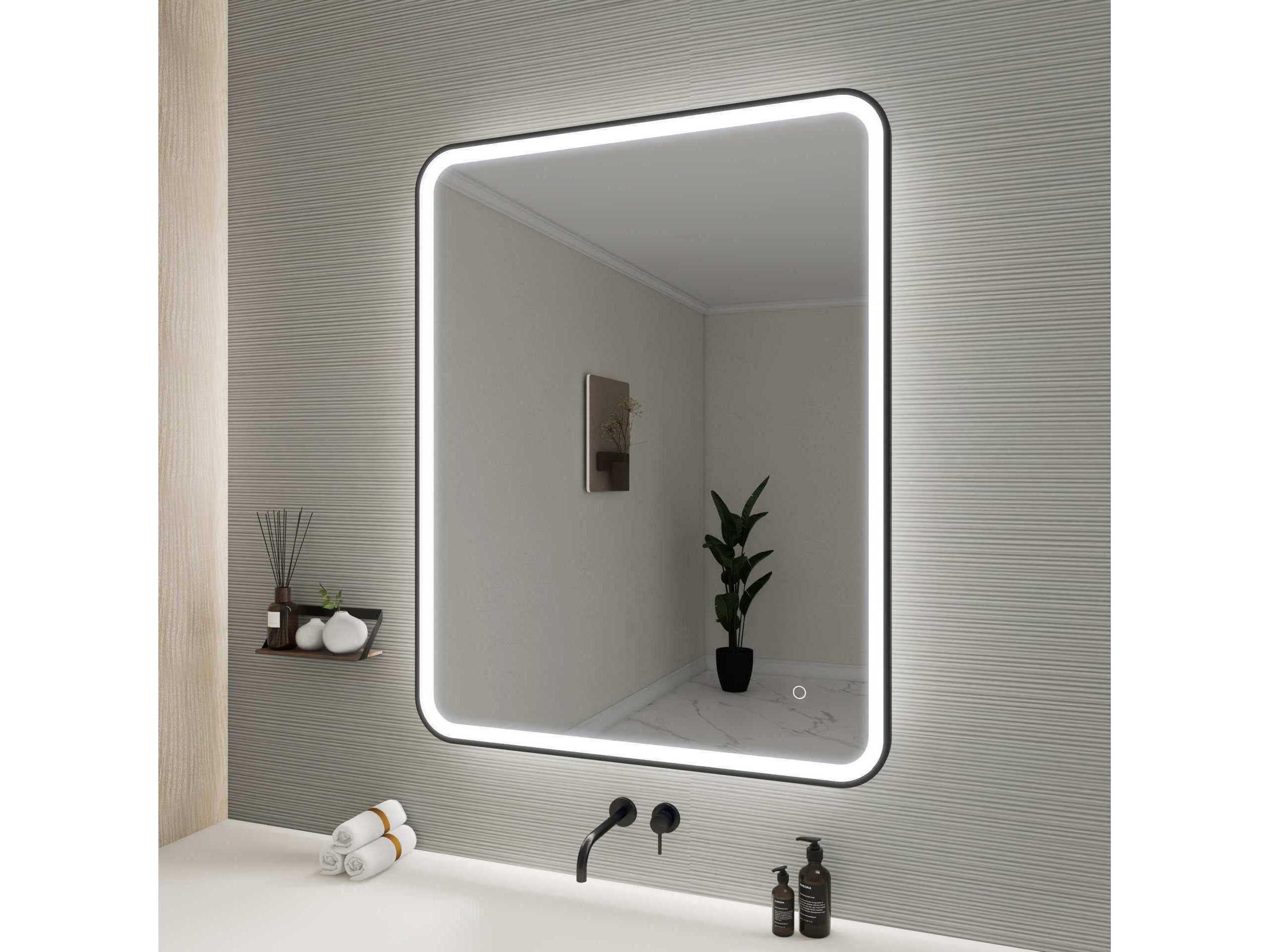 Elegant Lighting Harmoni Black Rectangular Wall Mirror