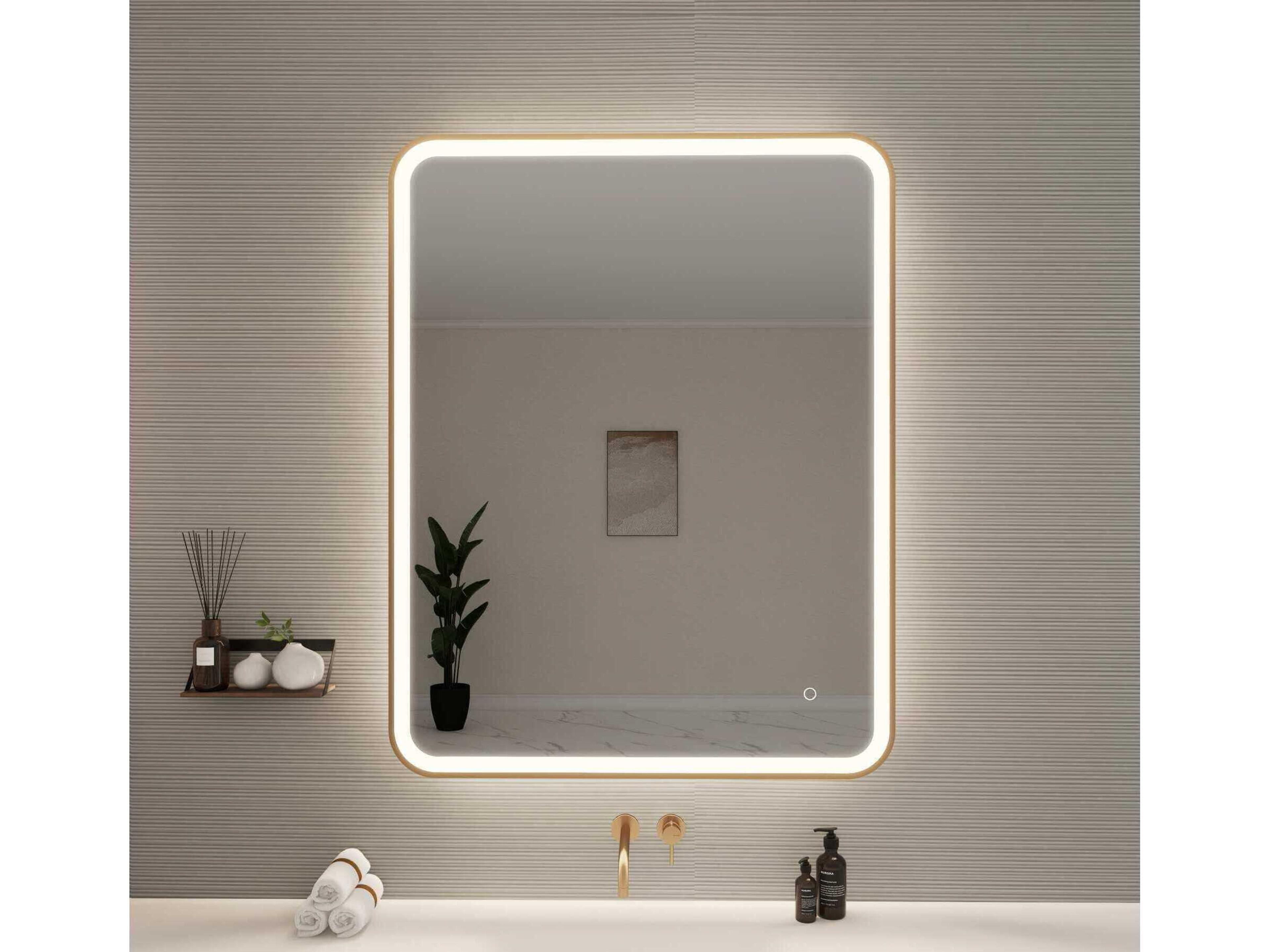 Elegant Lighting Harmoni Satin Gold Rectangular Wall Mirror