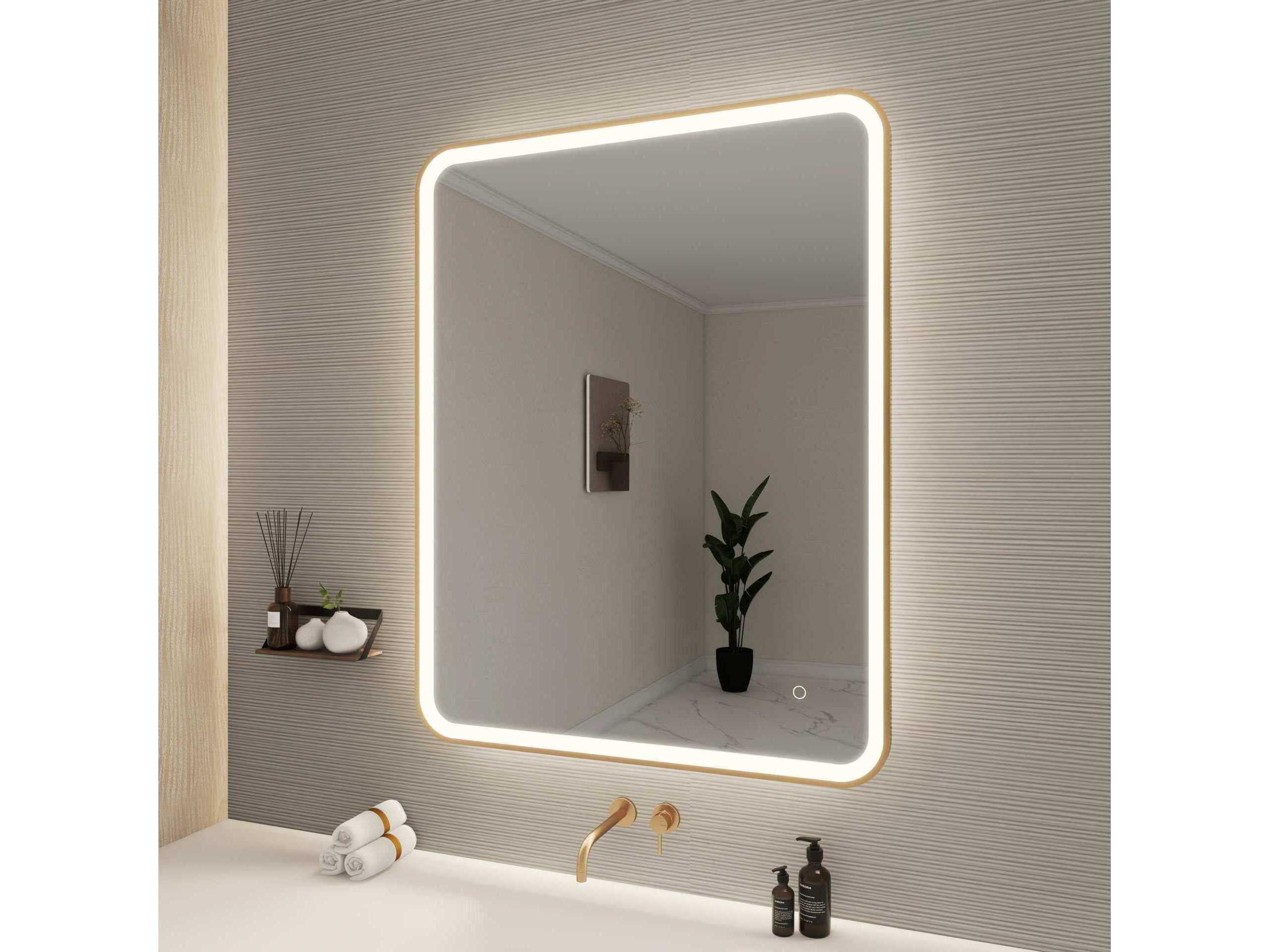 Elegant Lighting Harmoni Satin Gold Rectangular Wall Mirror