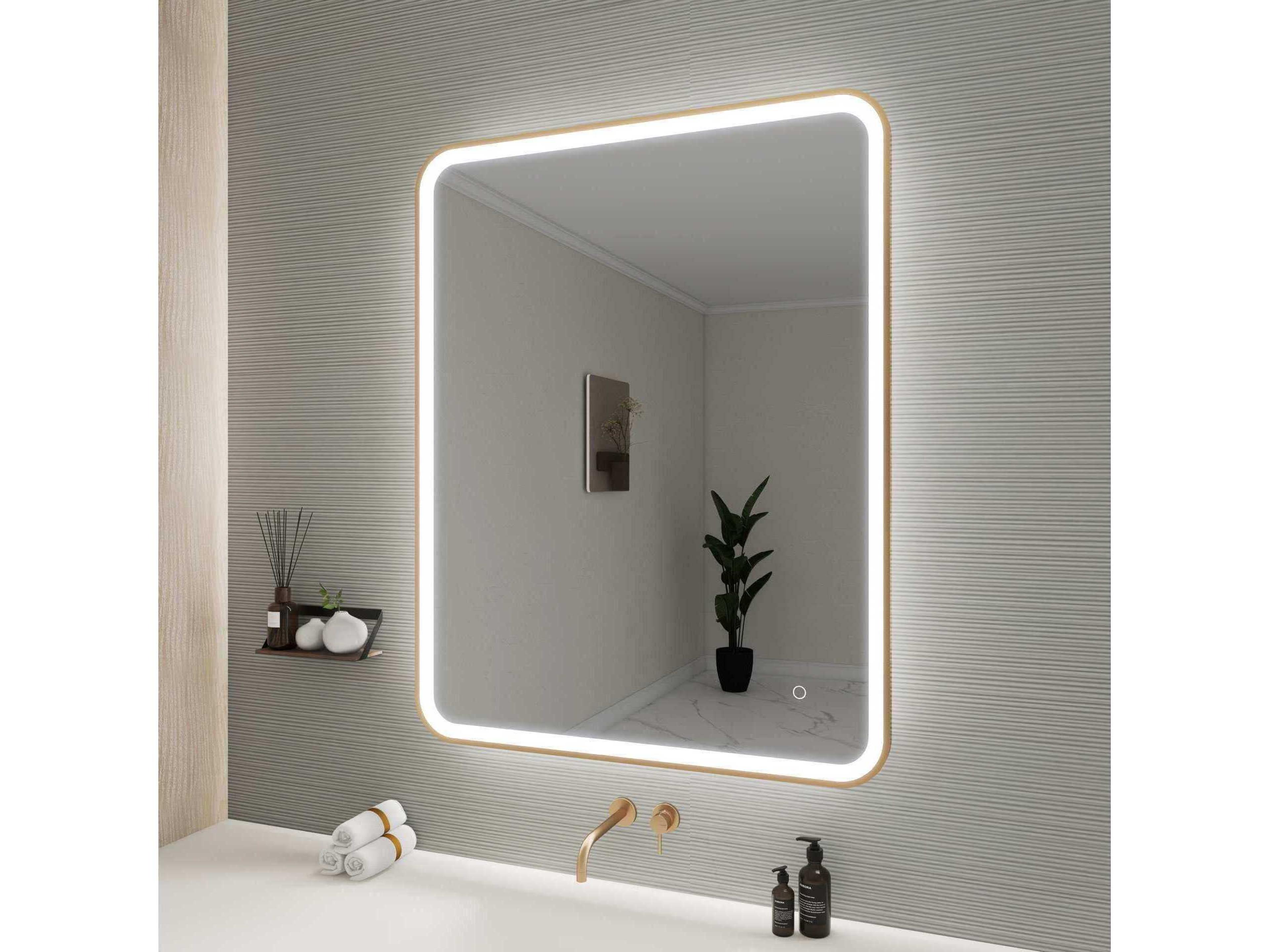 Elegant Lighting Harmoni Satin Gold Rectangular Wall Mirror