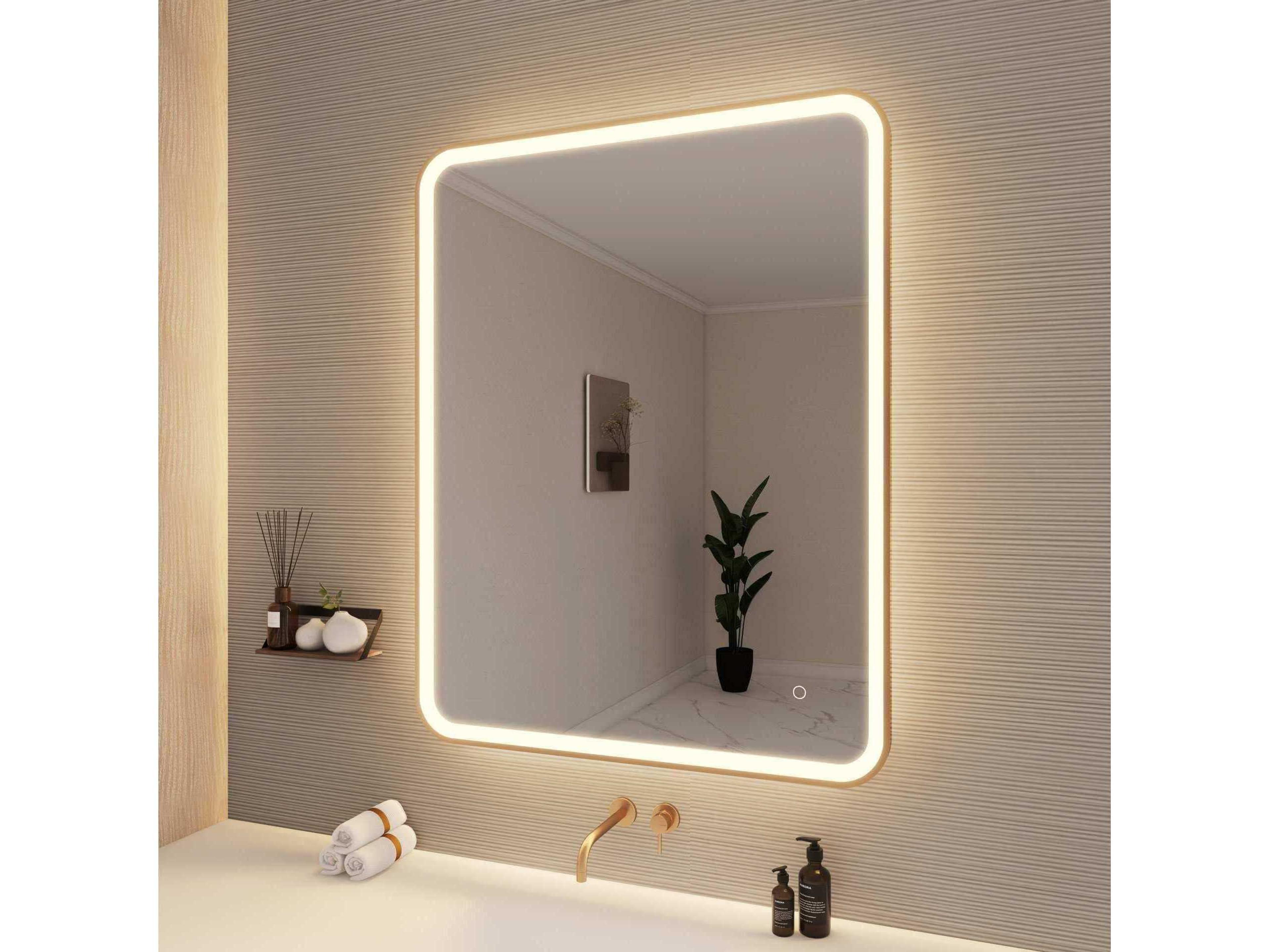 Elegant Lighting Harmoni Satin Gold Rectangular Wall Mirror