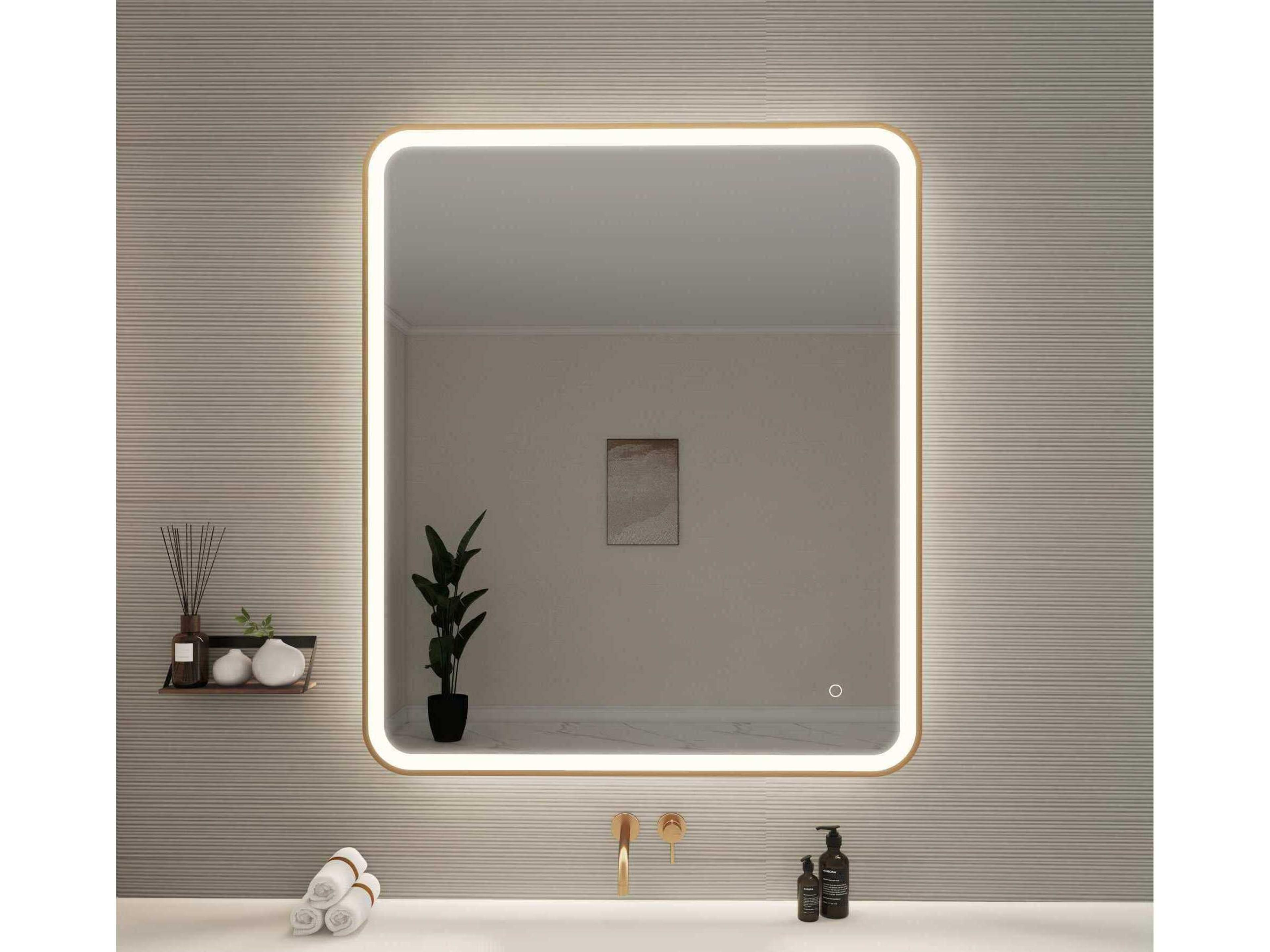 Elegant Lighting Harmoni Satin Gold Rectangular Wall Mirror