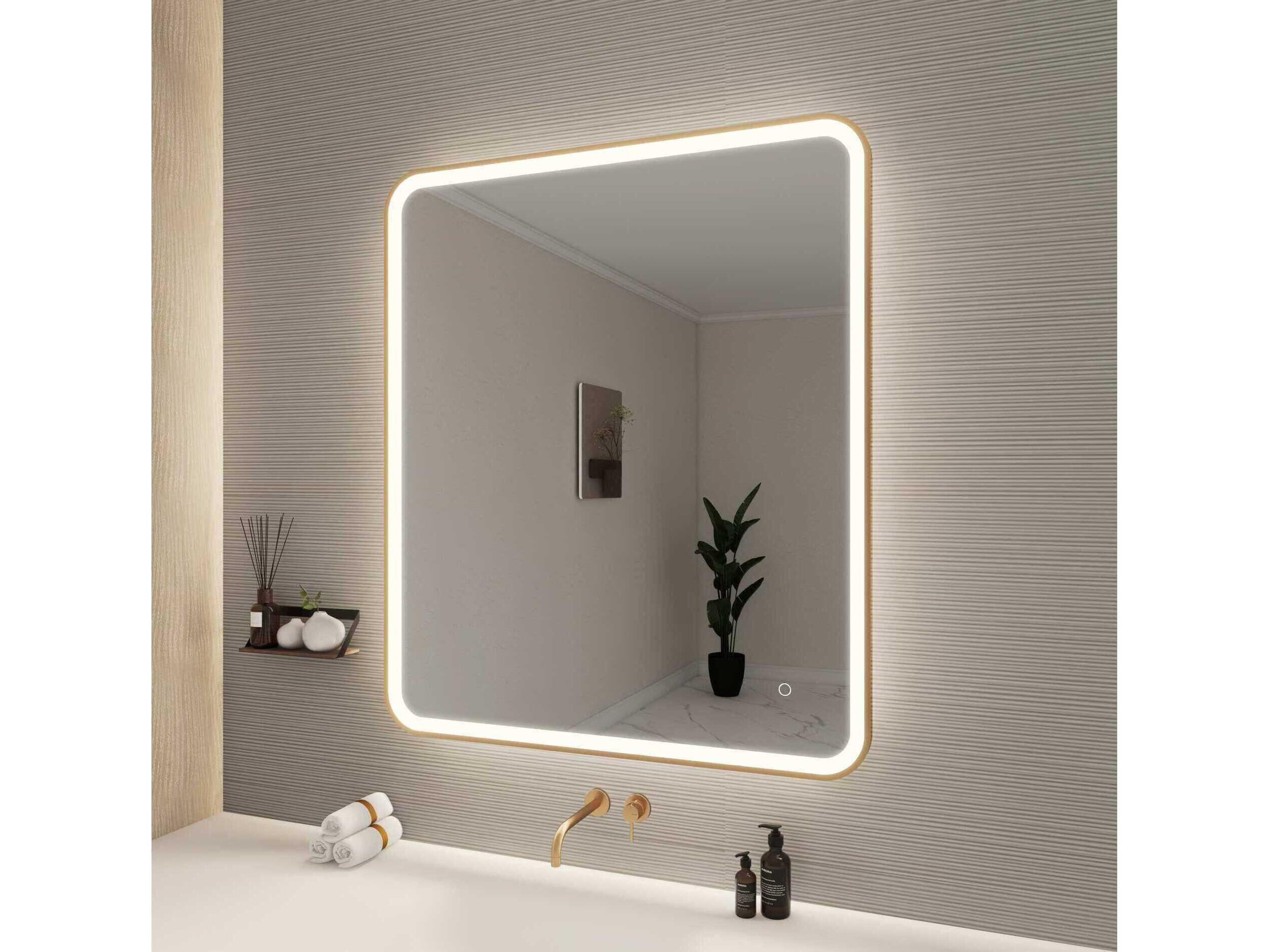 Elegant Lighting Harmoni Satin Gold Rectangular Wall Mirror