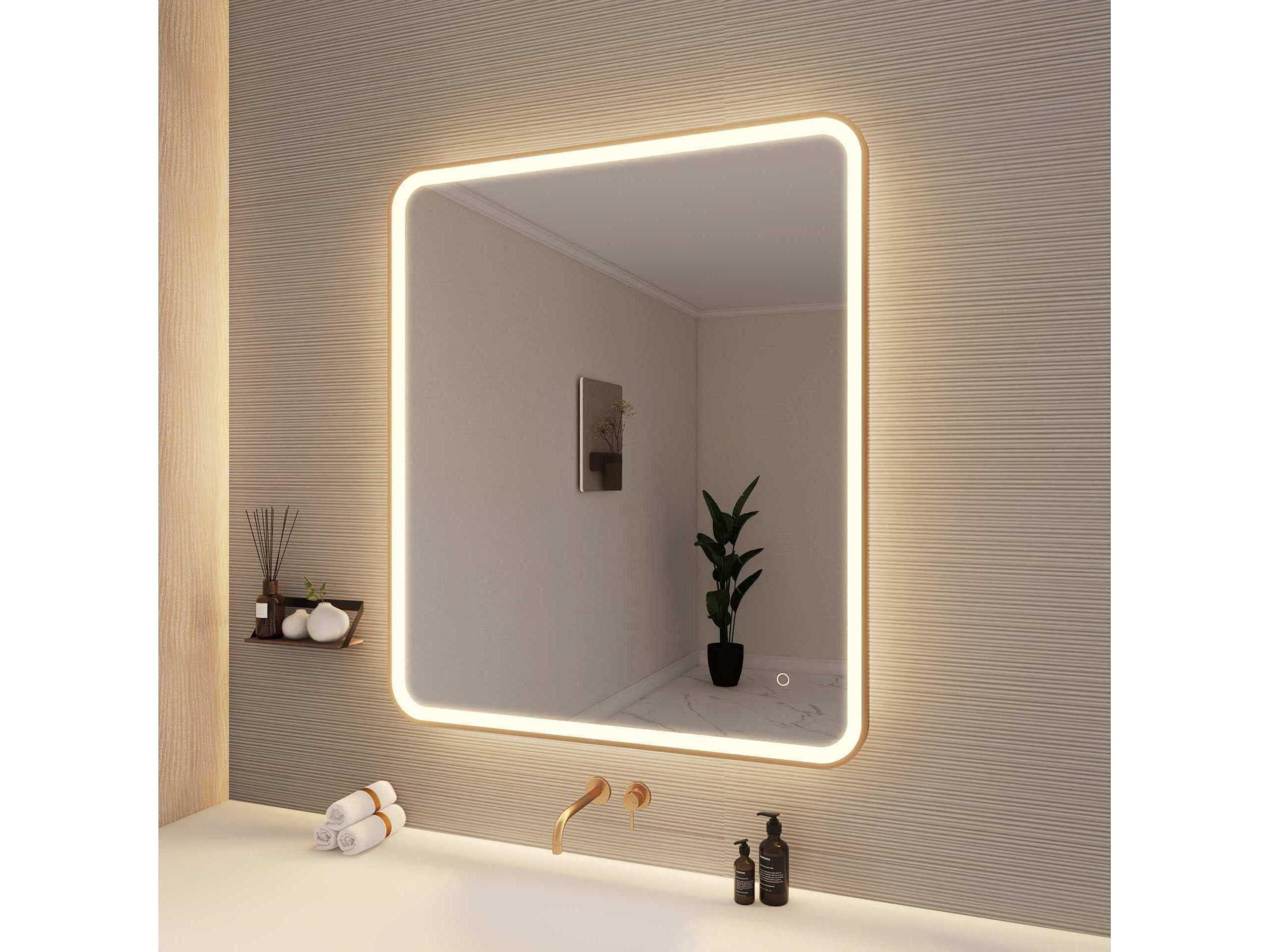 Elegant Lighting Harmoni Satin Gold Rectangular Wall Mirror