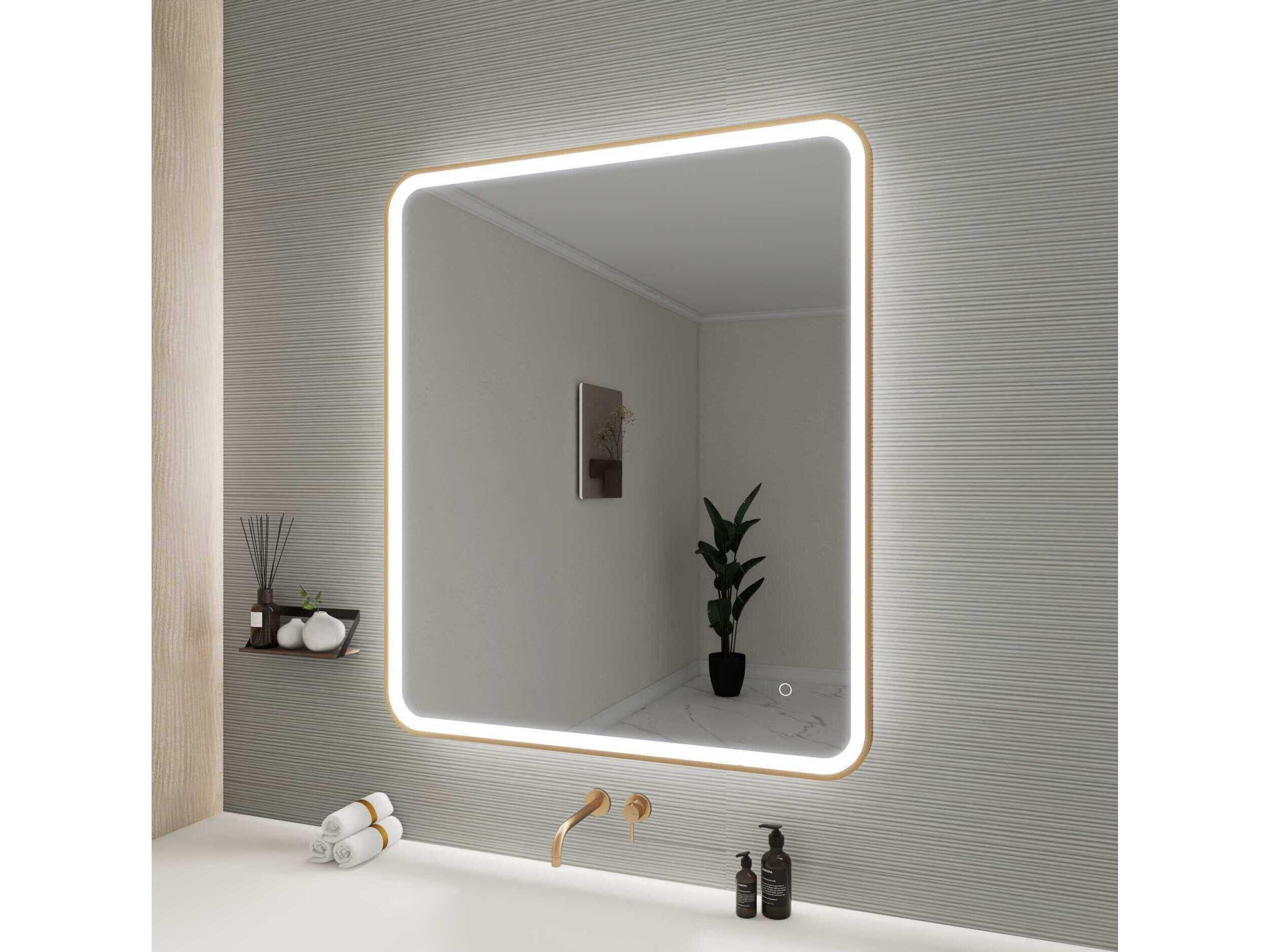 Elegant Lighting Harmoni Satin Gold Rectangular Wall Mirror