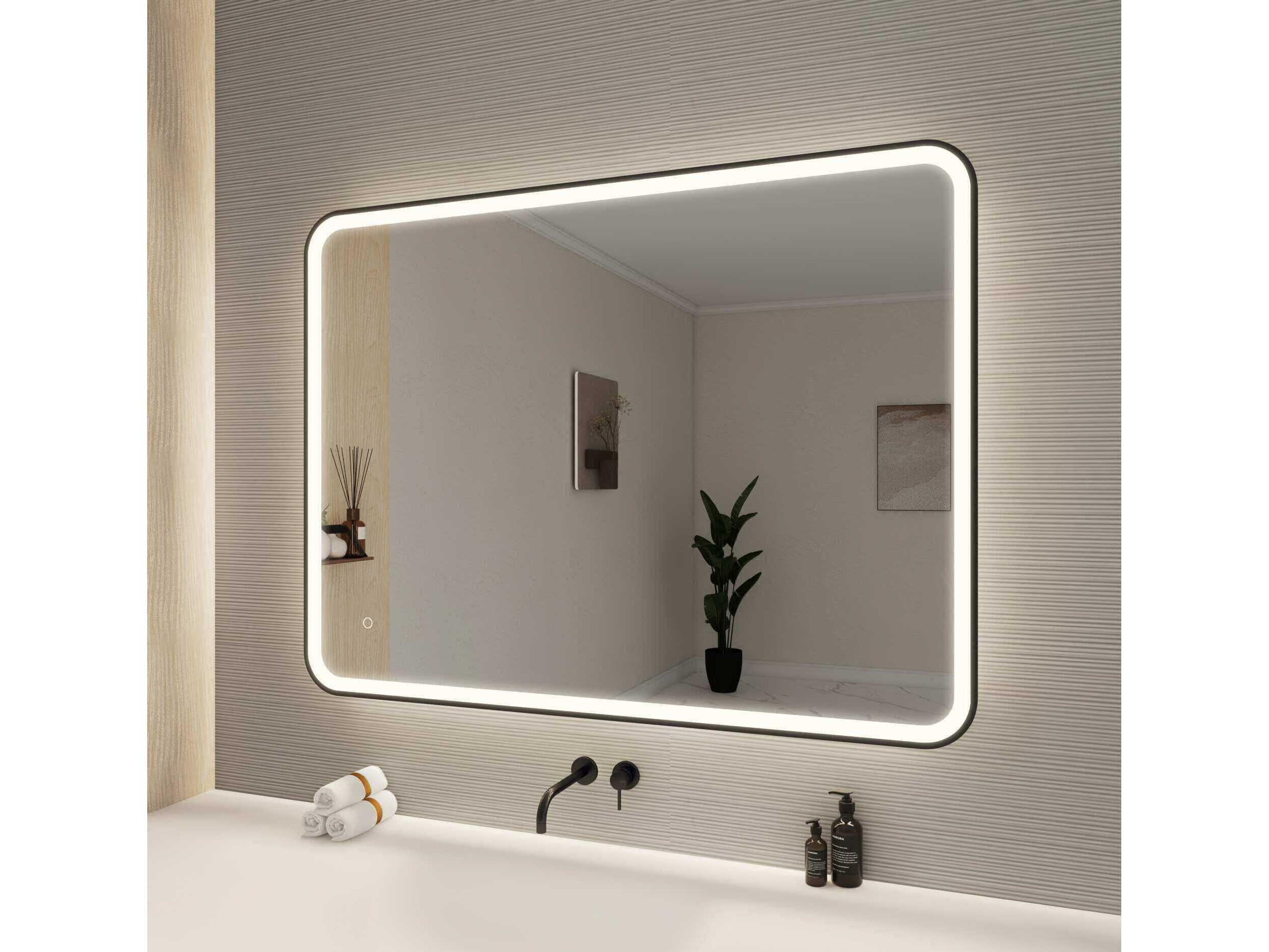 Elegant Lighting Harmoni Black Rectangular Wall Mirror