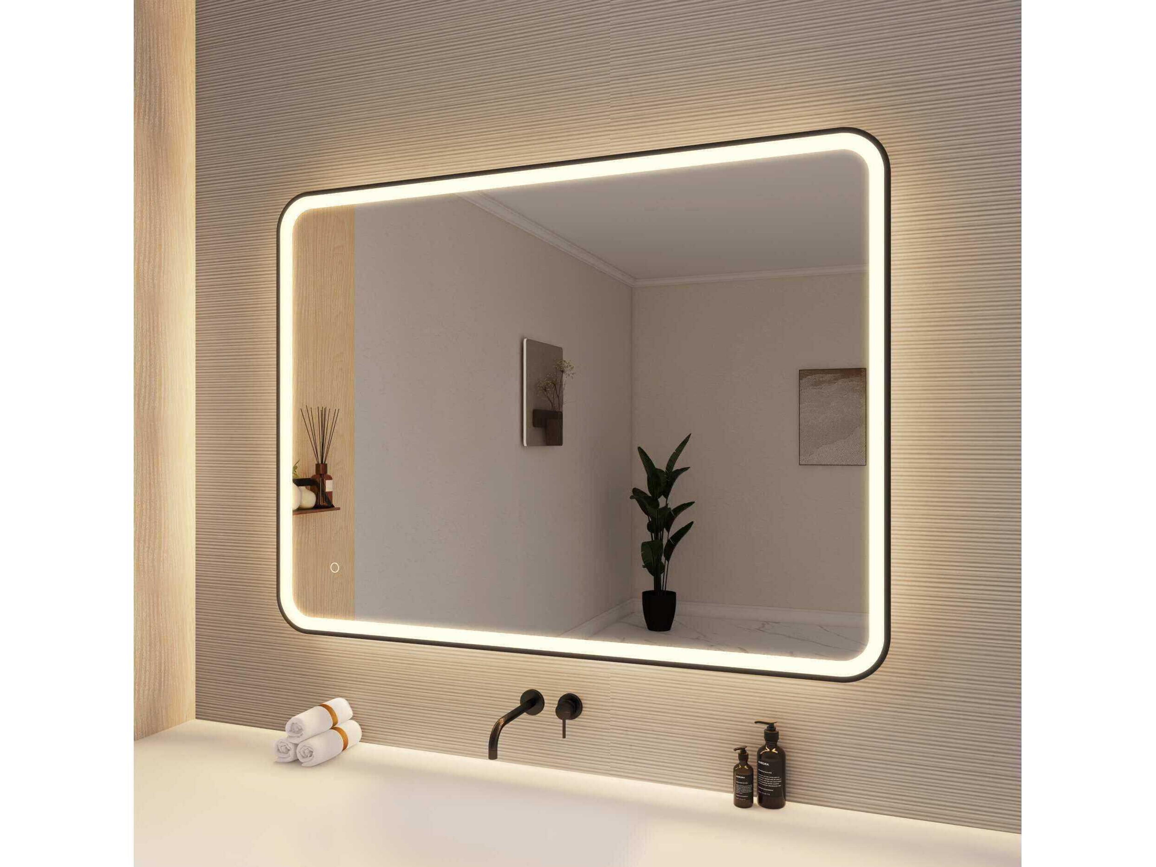 Elegant Lighting Harmoni Black Rectangular Wall Mirror