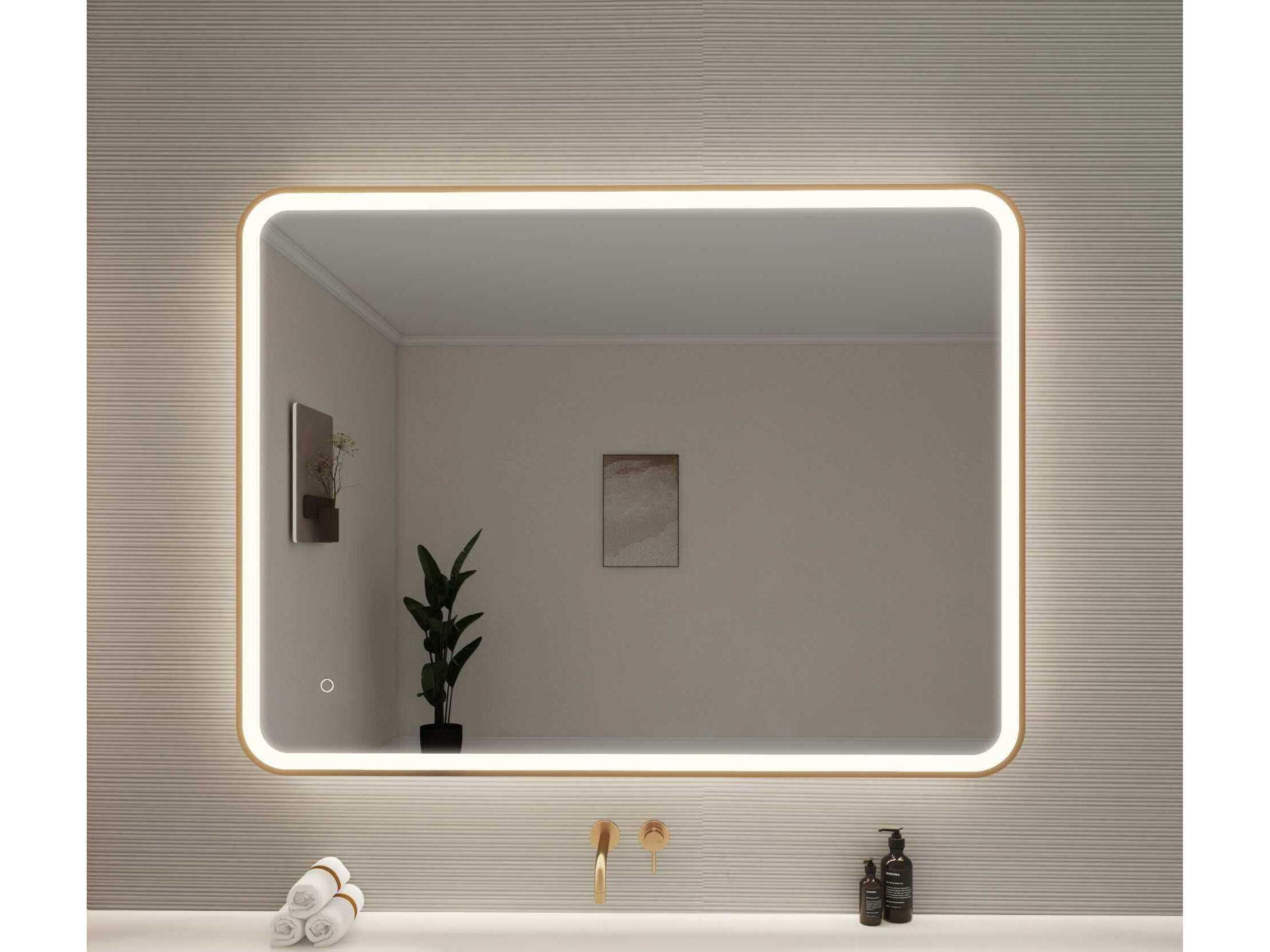 Elegant Lighting Harmoni Satin Gold Rectangular Wall Mirror