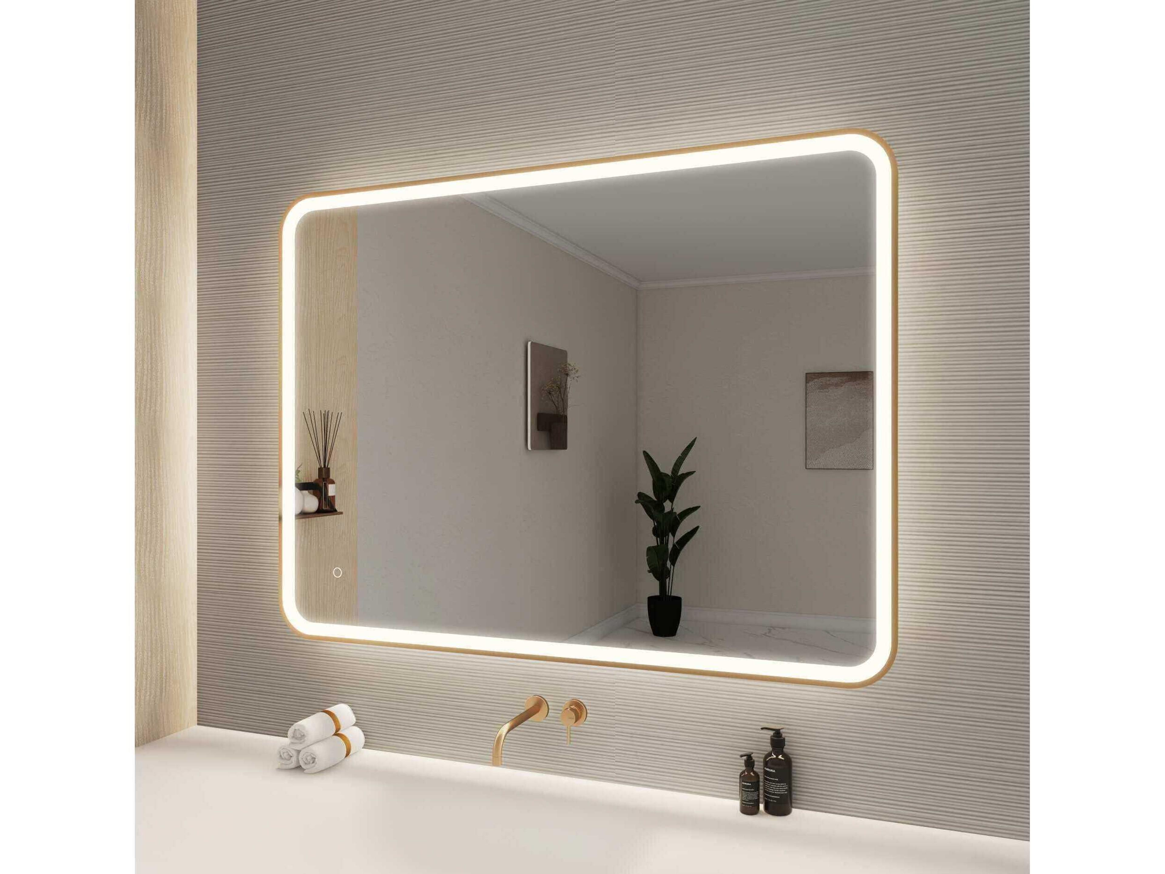 Elegant Lighting Harmoni Satin Gold Rectangular Wall Mirror