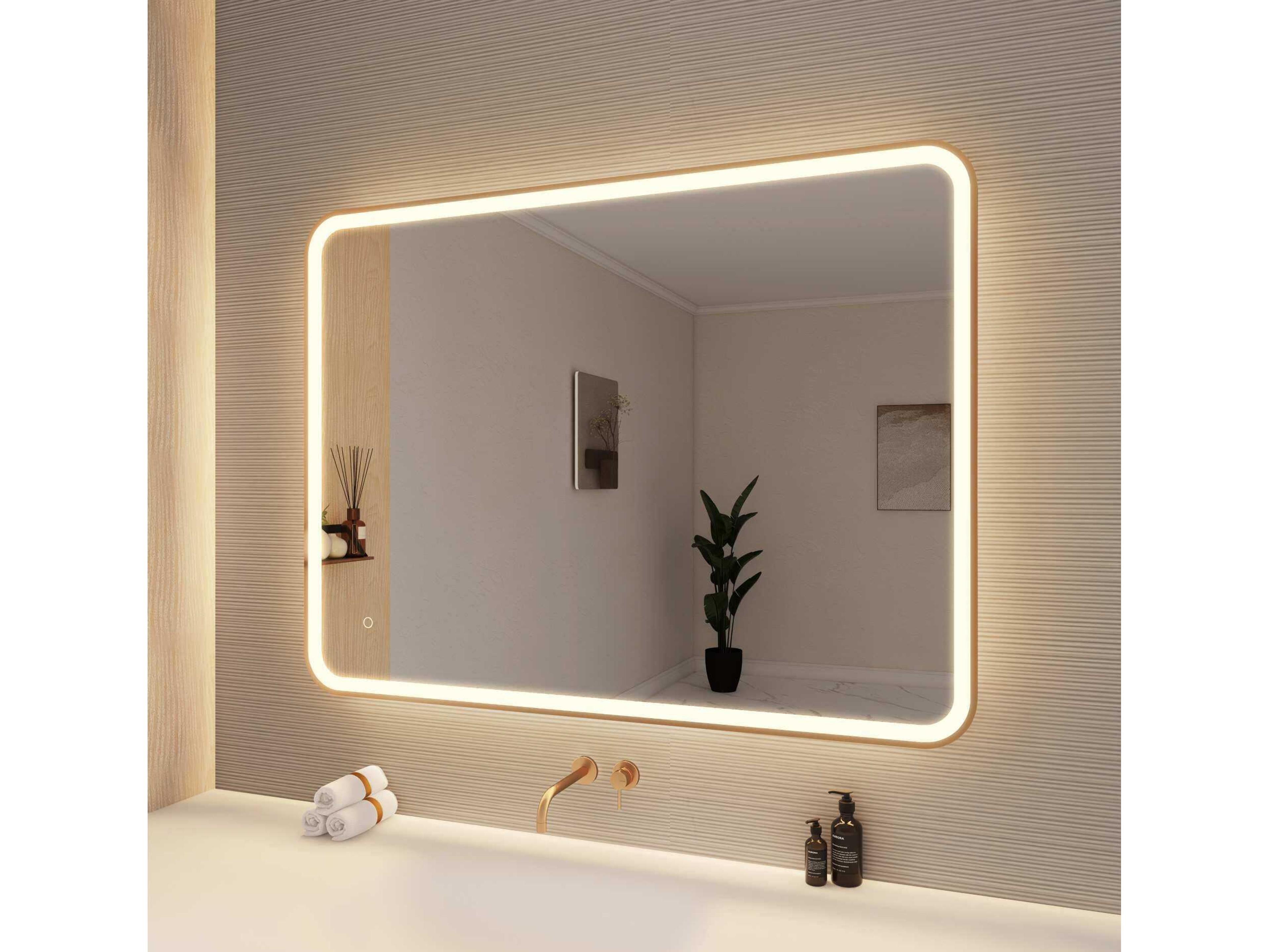 Elegant Lighting Harmoni Satin Gold Rectangular Wall Mirror