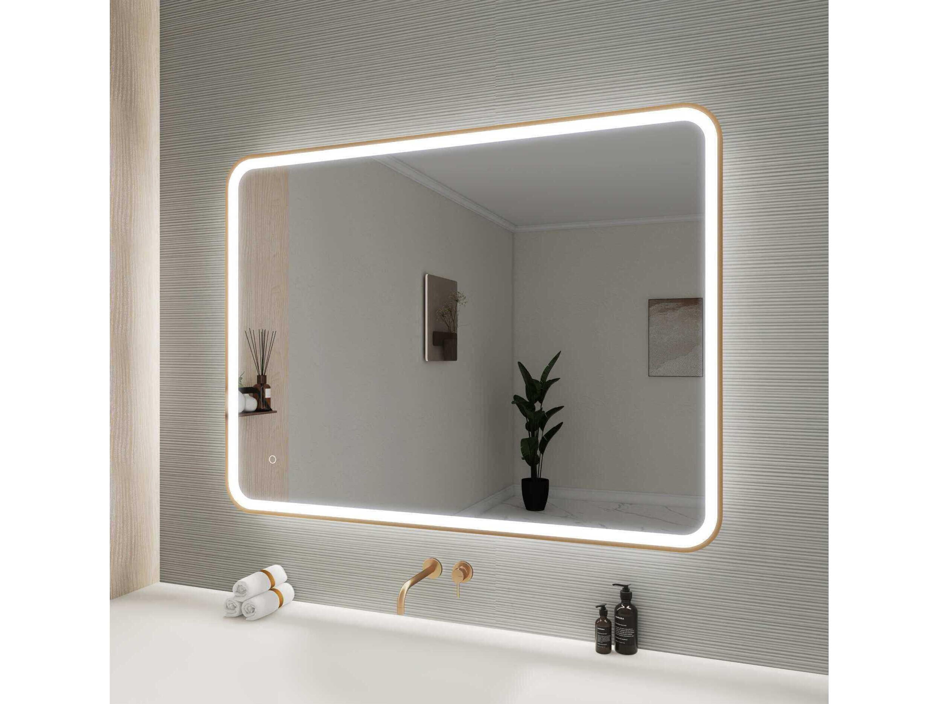 Elegant Lighting Harmoni Satin Gold Rectangular Wall Mirror