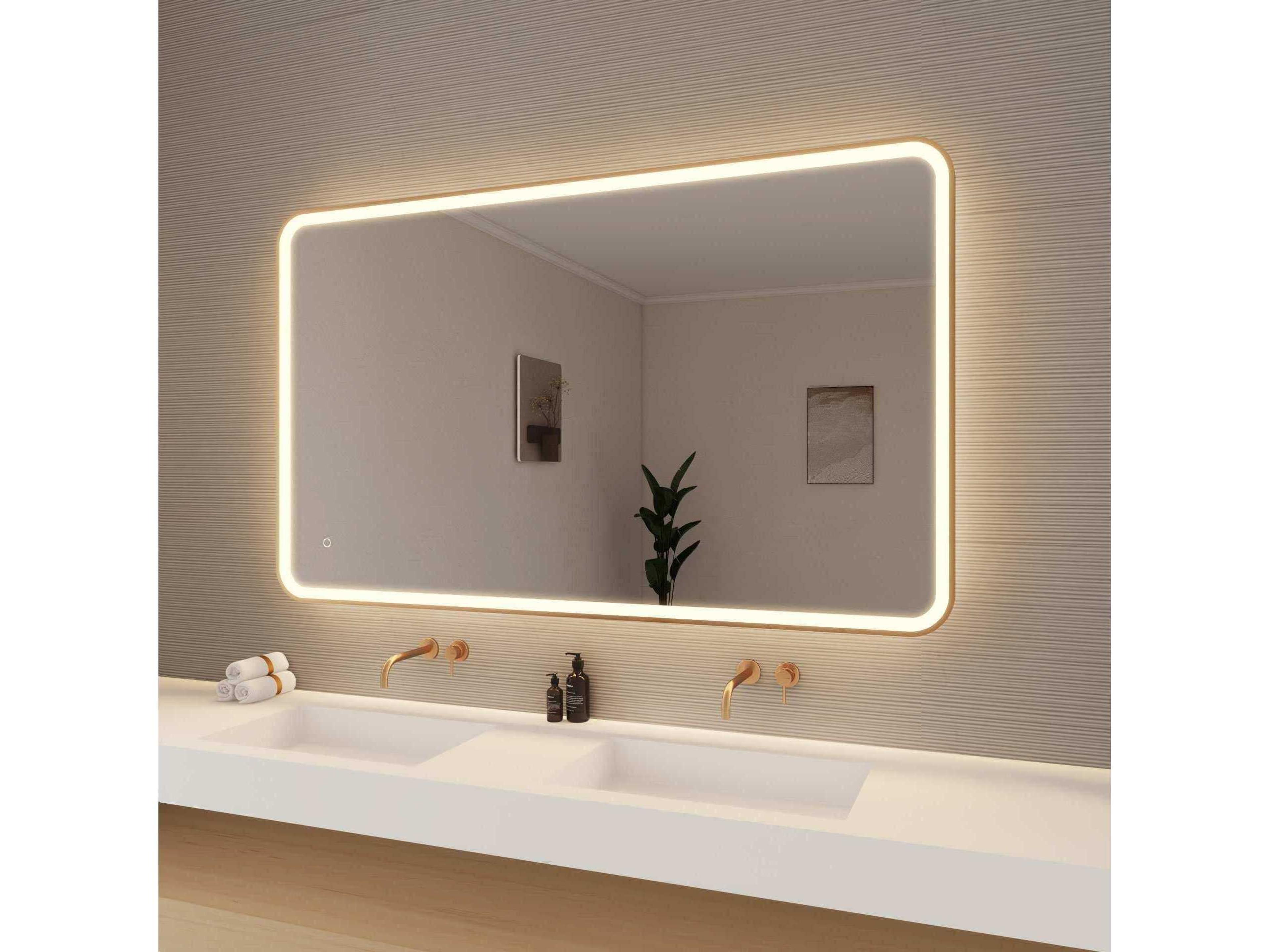 Elegant Lighting Harmoni Satin Gold Rectangular Wall Mirror