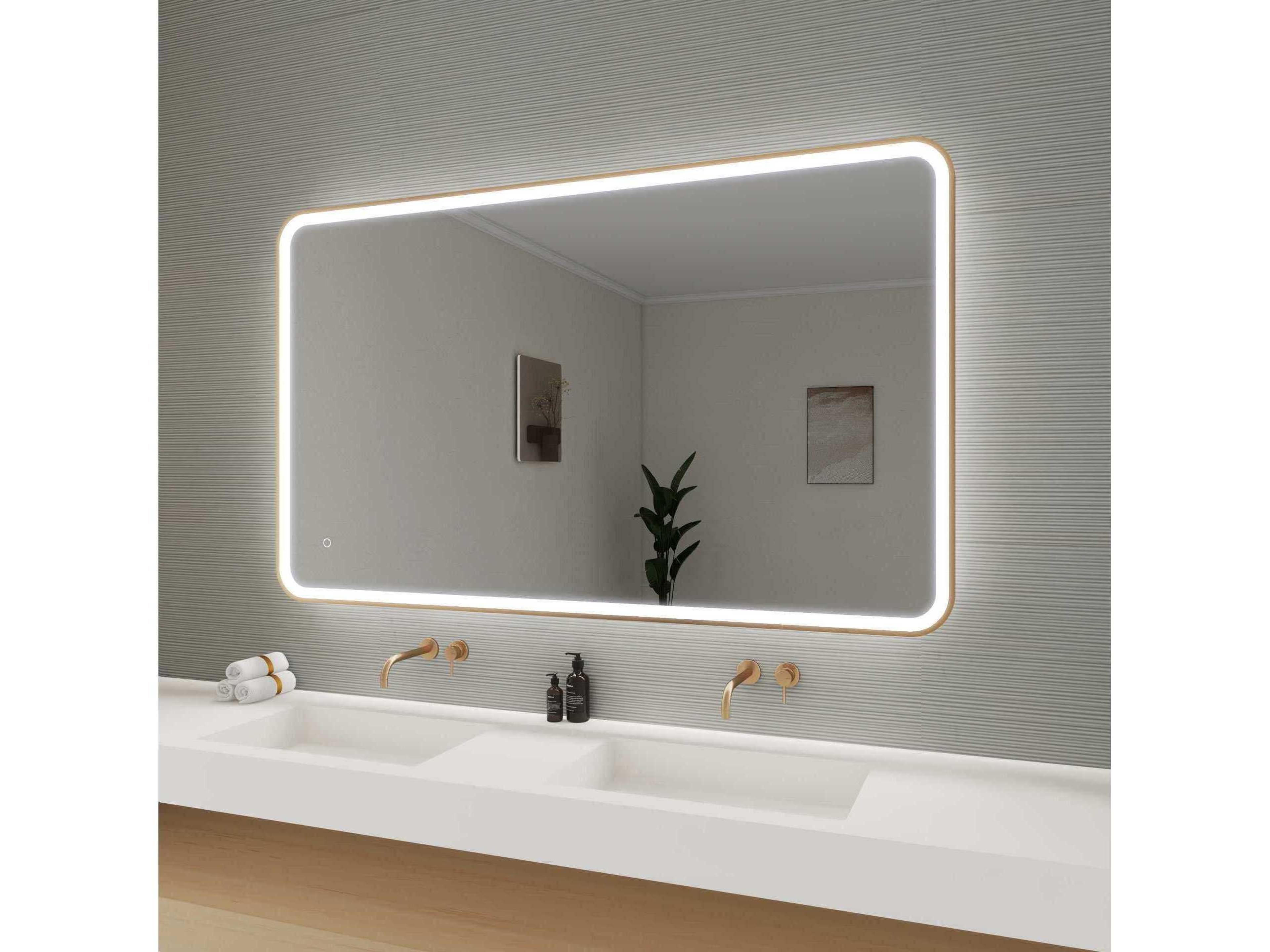 Elegant Lighting Harmoni Satin Gold Rectangular Wall Mirror