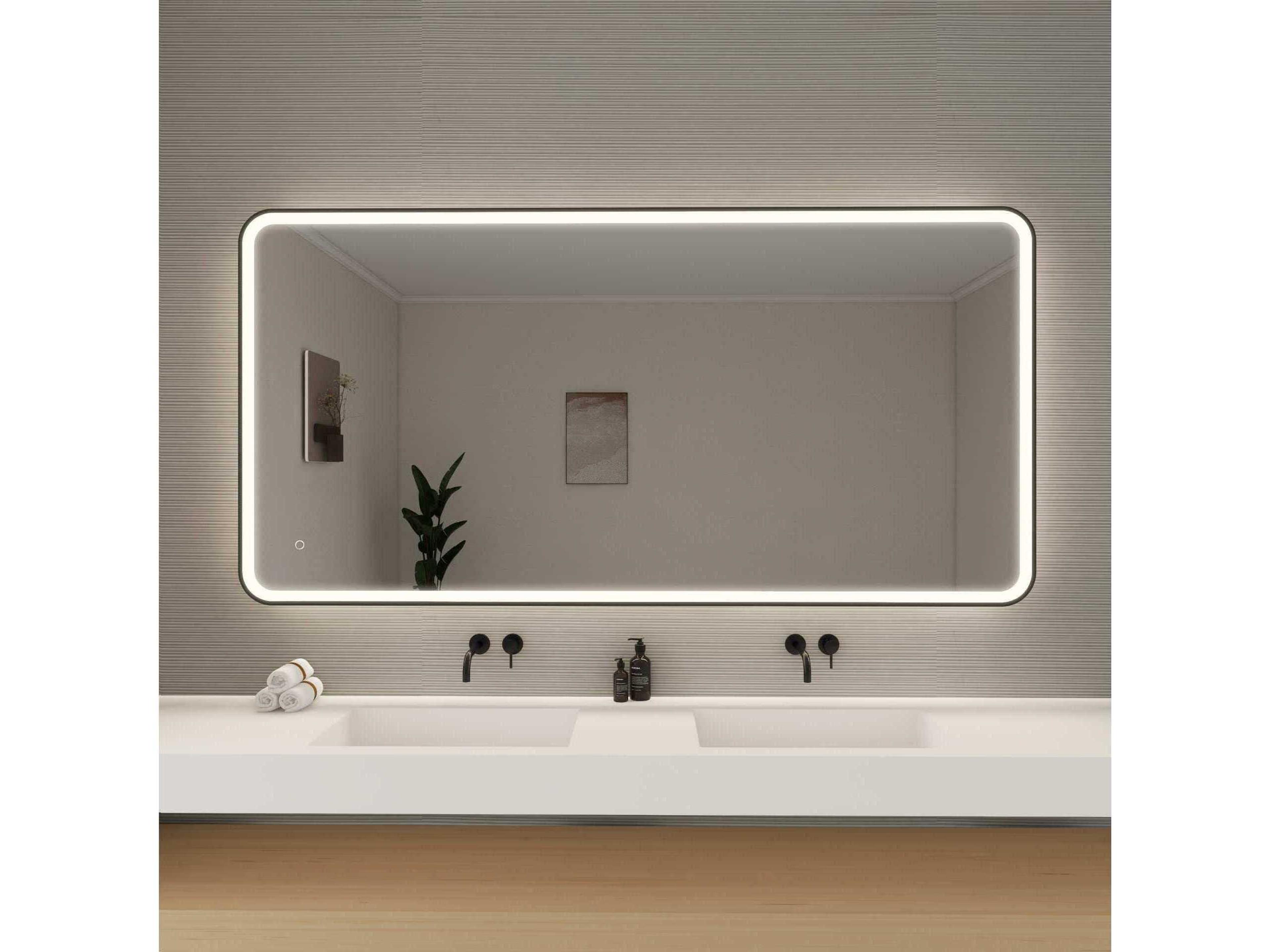 Elegant Lighting Harmoni Black Rectangular Wall Mirror