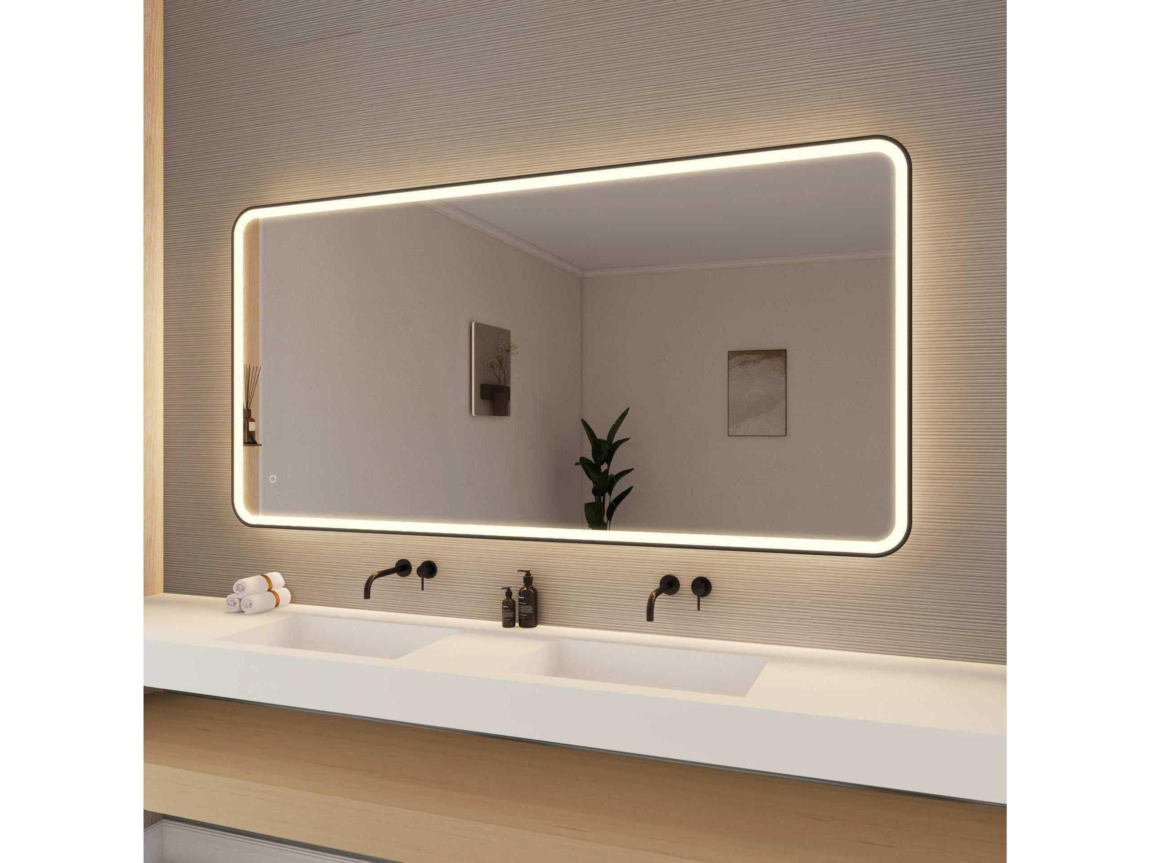 Elegant Lighting Harmoni Black Rectangular Wall Mirror