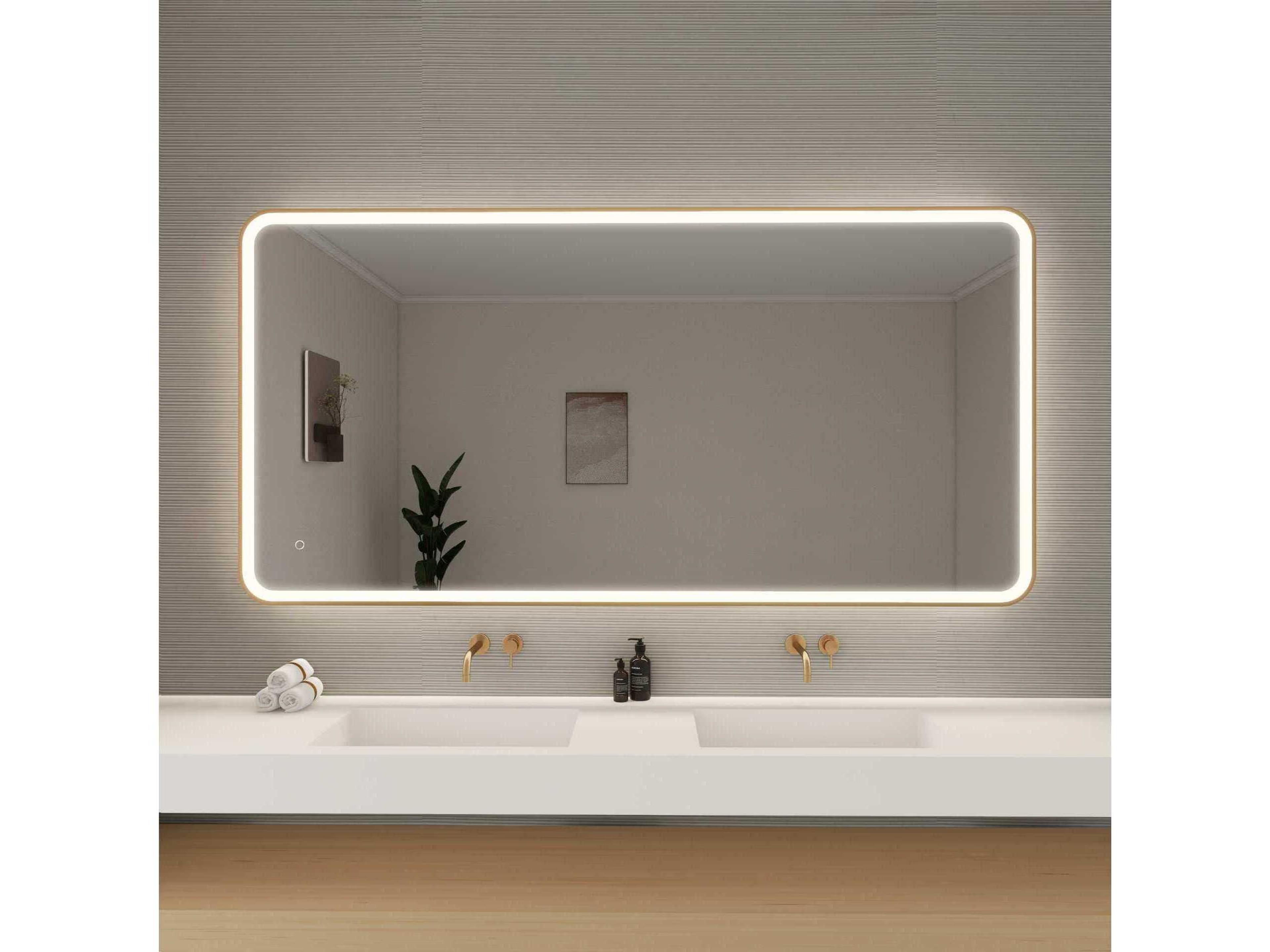 Elegant Lighting Harmoni Satin Gold Rectangular Wall Mirror