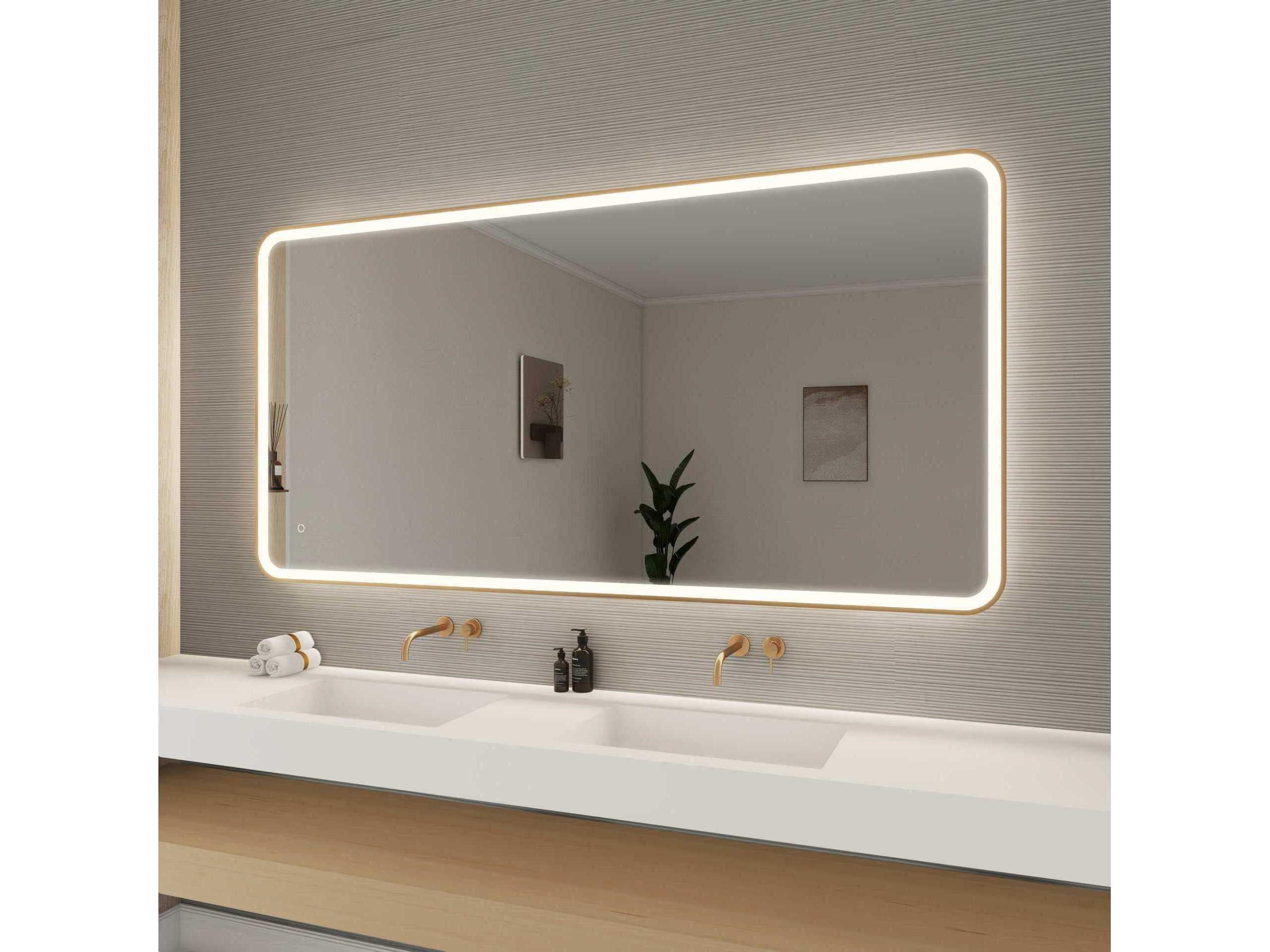 Elegant Lighting Harmoni Satin Gold Rectangular Wall Mirror