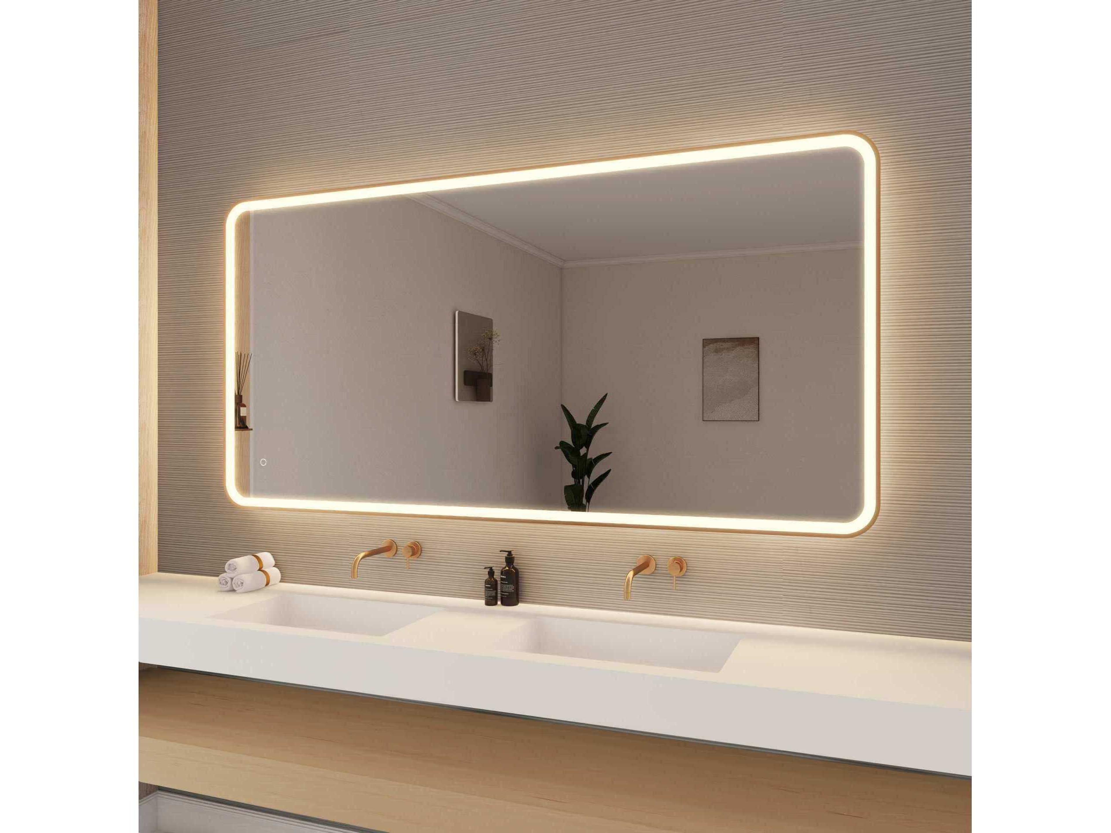 Elegant Lighting Harmoni Satin Gold Rectangular Wall Mirror