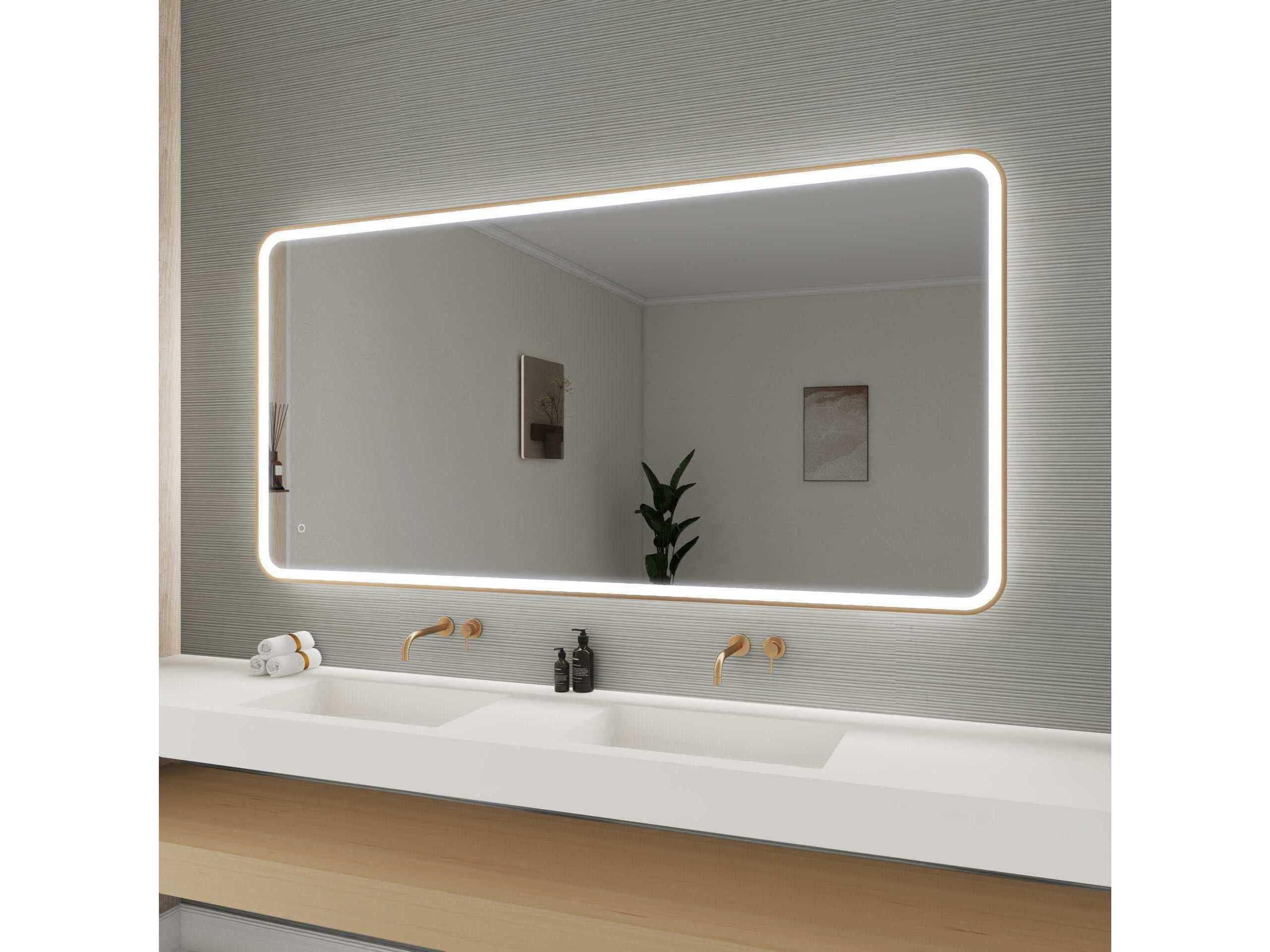 Elegant Lighting Harmoni Satin Gold Rectangular Wall Mirror