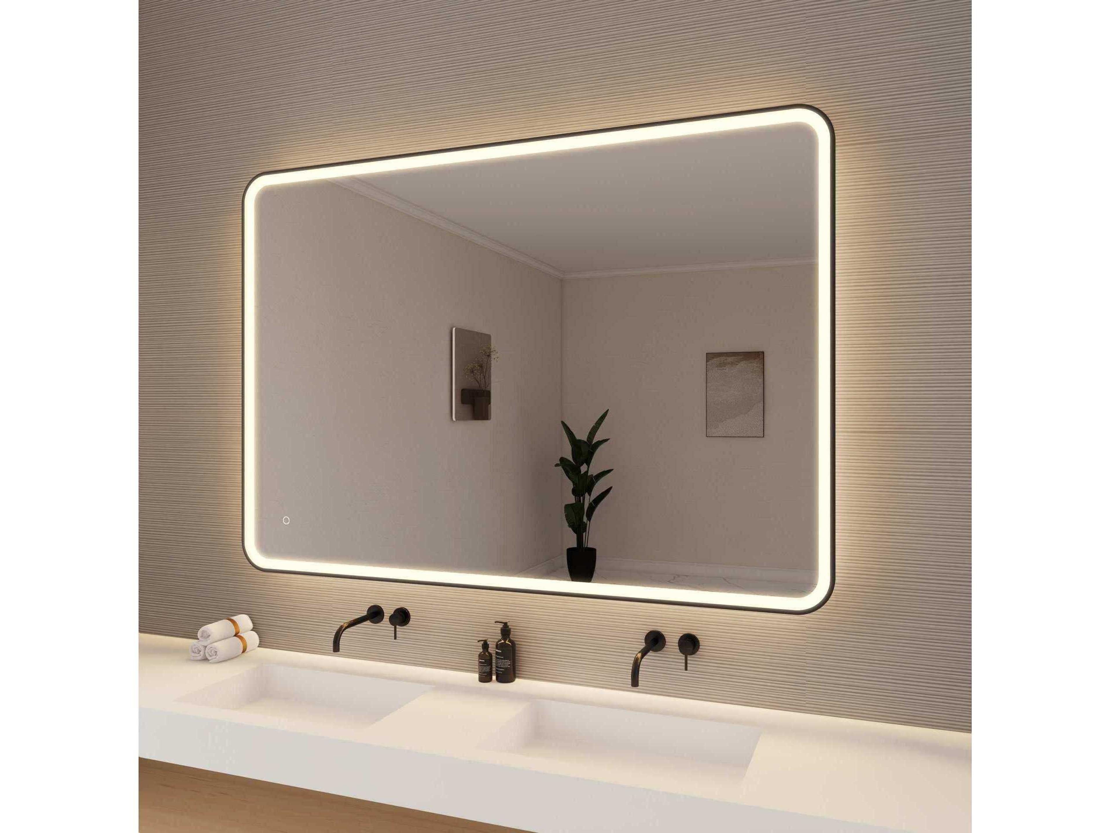 Elegant Lighting Harmoni Black Rectangular Wall Mirror