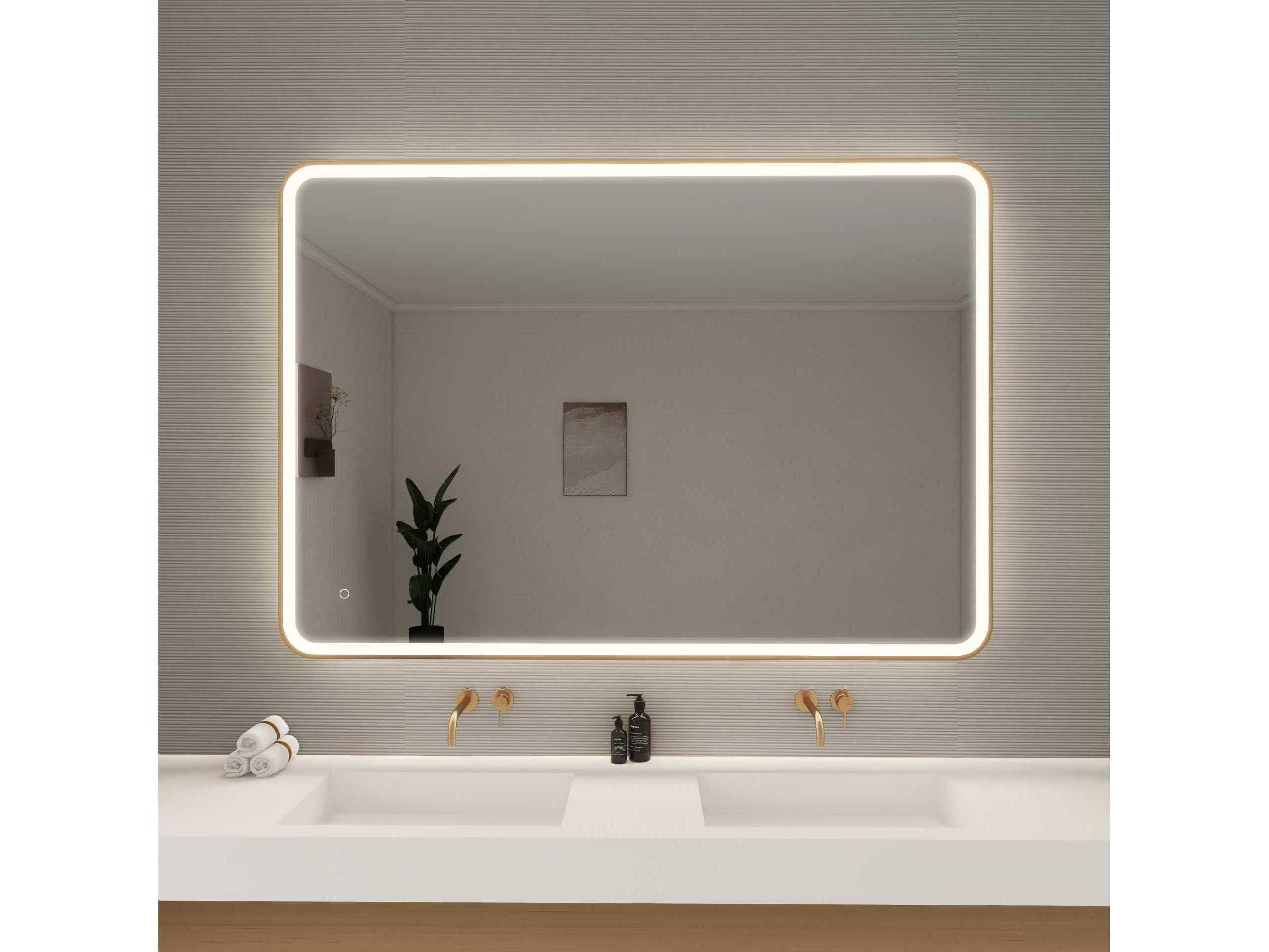 Elegant Lighting Harmoni Satin Gold Rectangular Wall Mirror