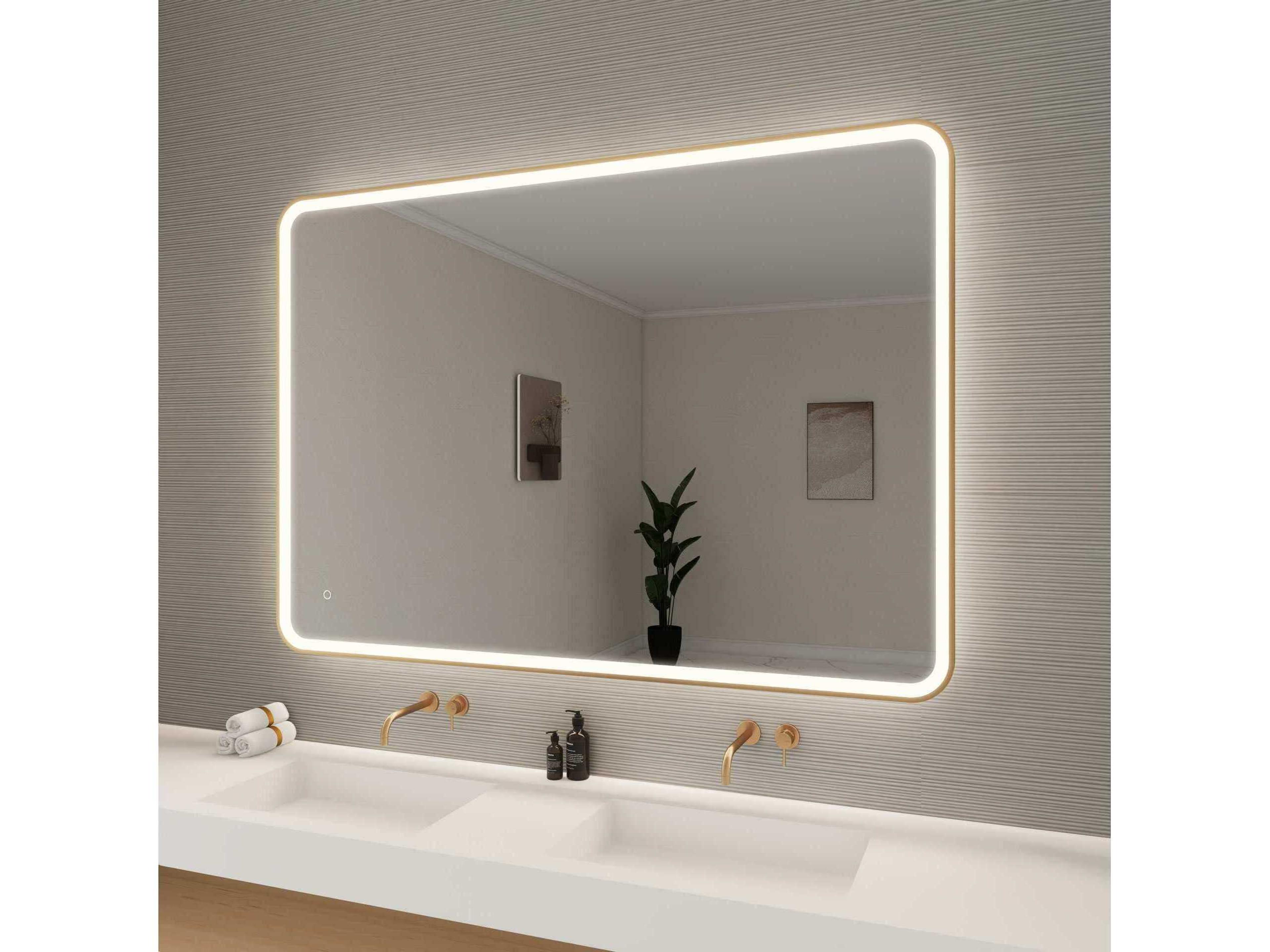 Elegant Lighting Harmoni Satin Gold Rectangular Wall Mirror