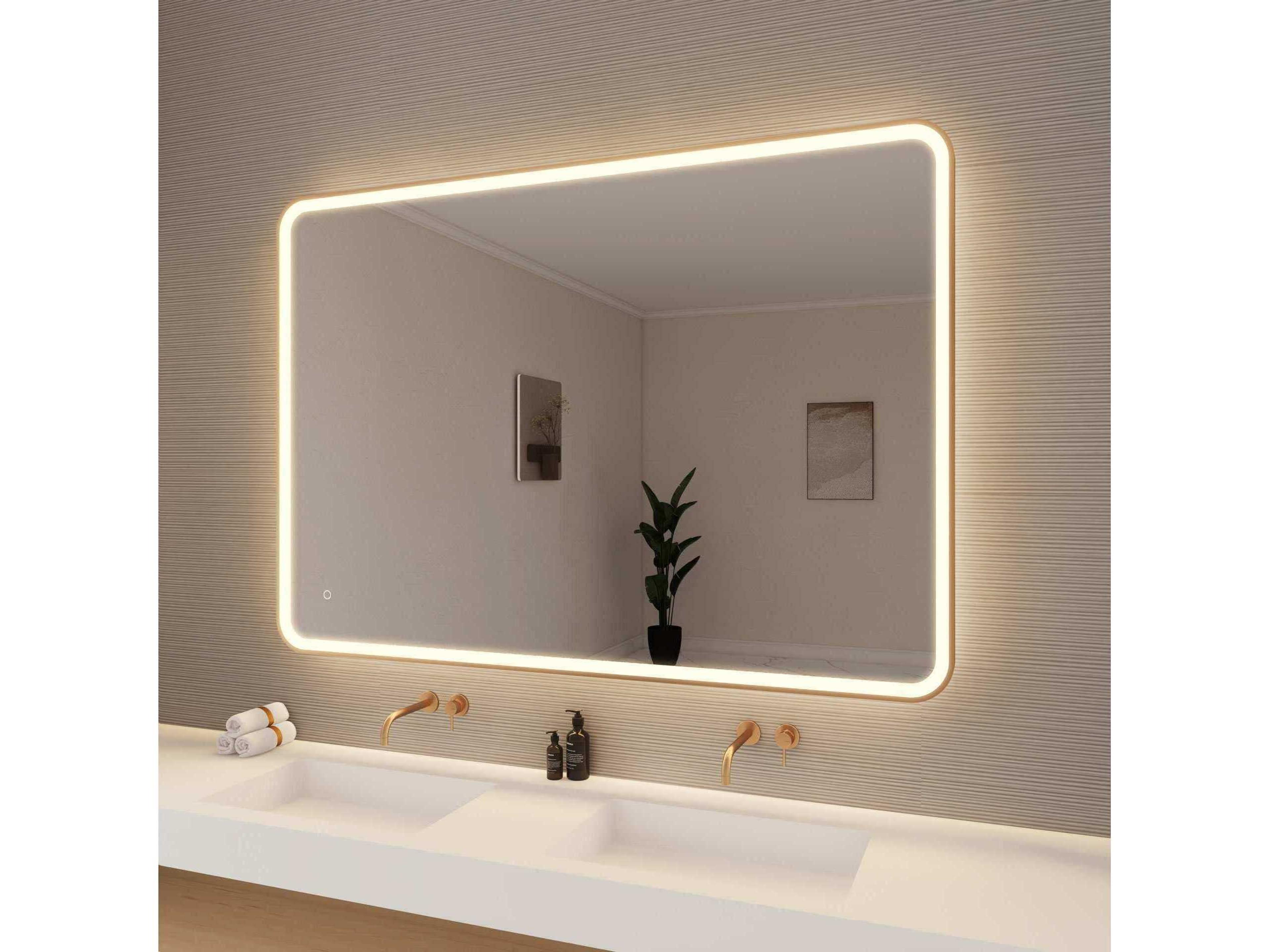 Elegant Lighting Harmoni Satin Gold Rectangular Wall Mirror