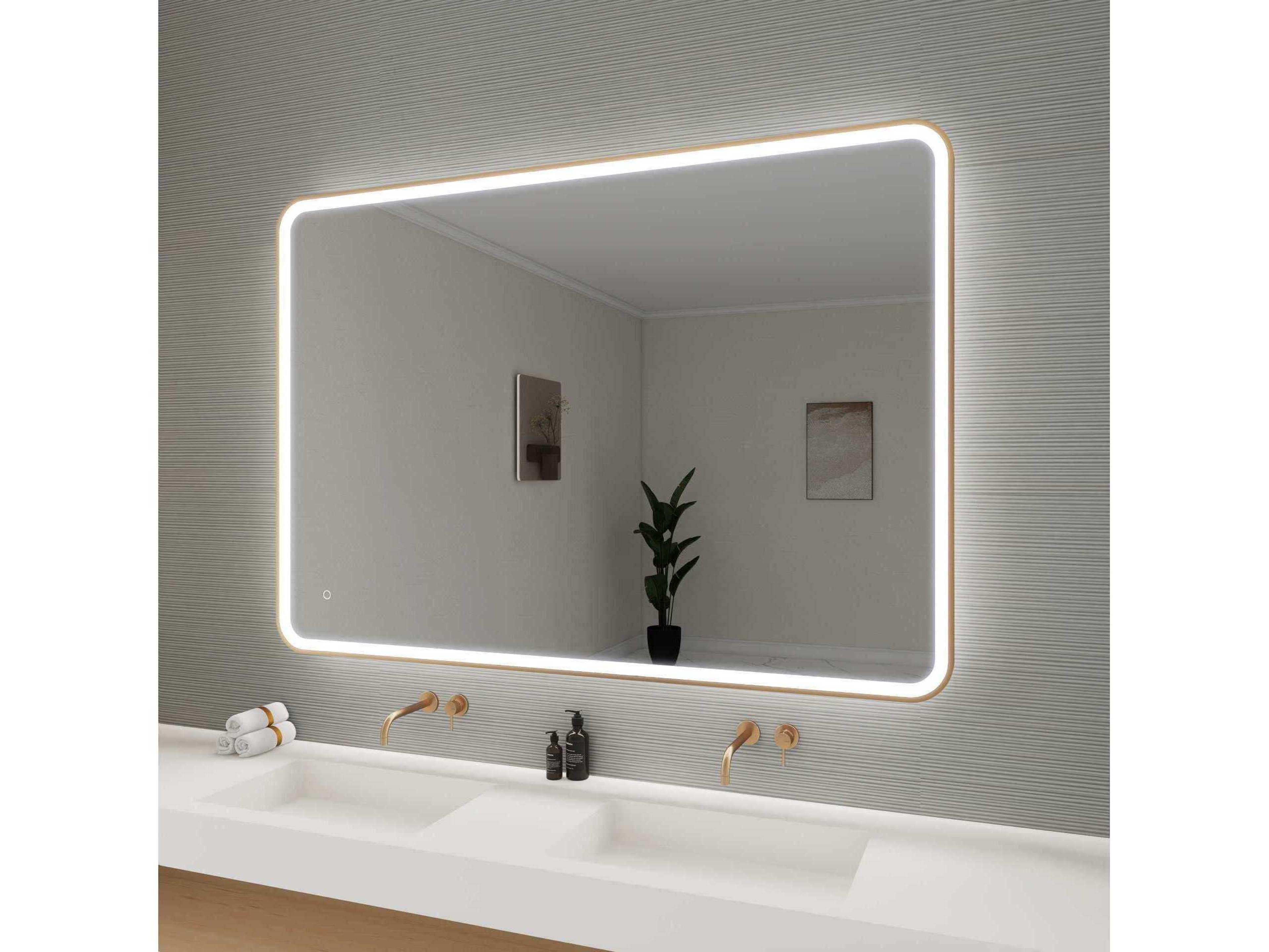 Elegant Lighting Harmoni Satin Gold Rectangular Wall Mirror