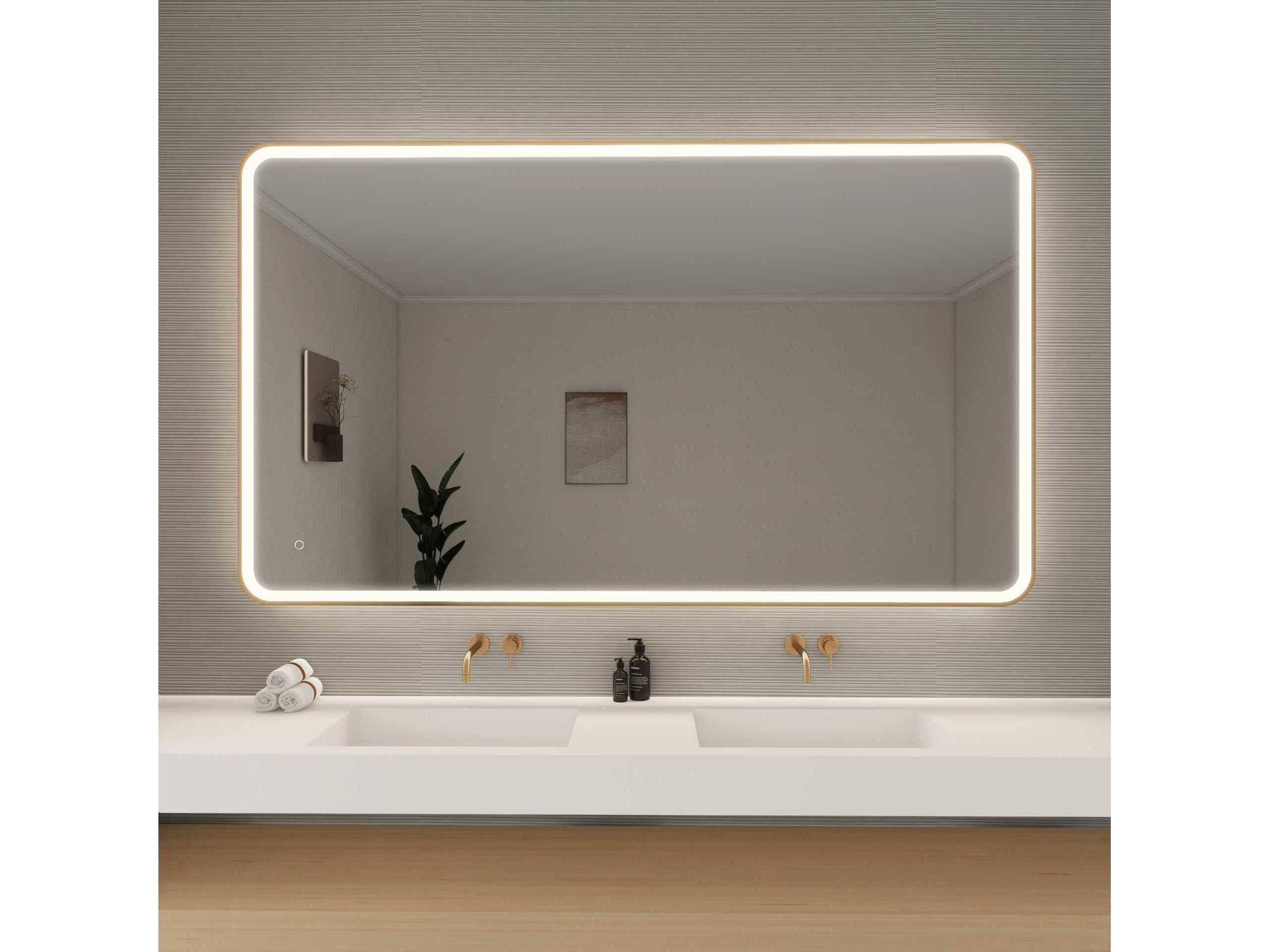 Elegant Lighting Harmoni Satin Gold Rectangular Wall Mirror