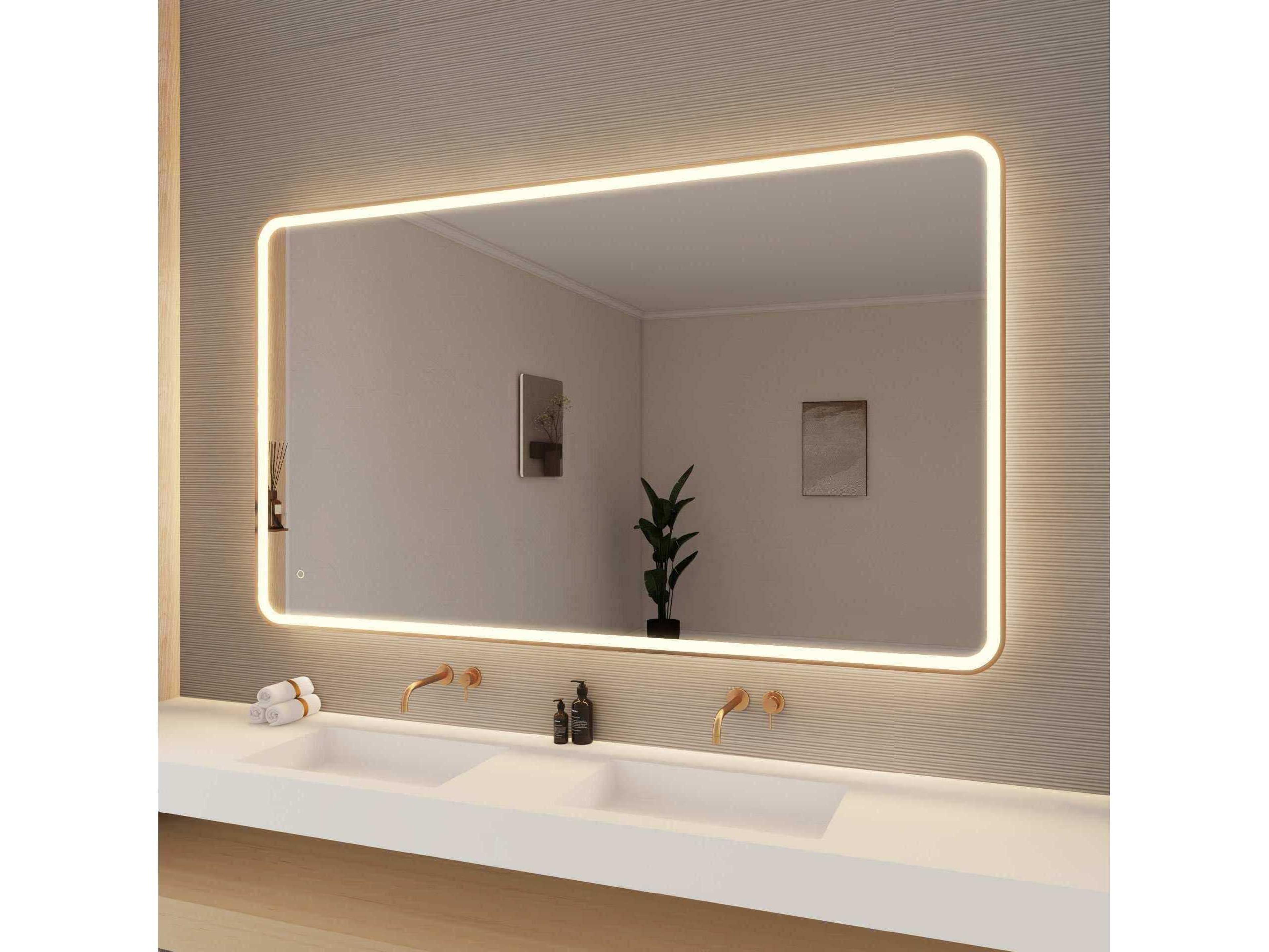 Elegant Lighting Harmoni Satin Gold Rectangular Wall Mirror