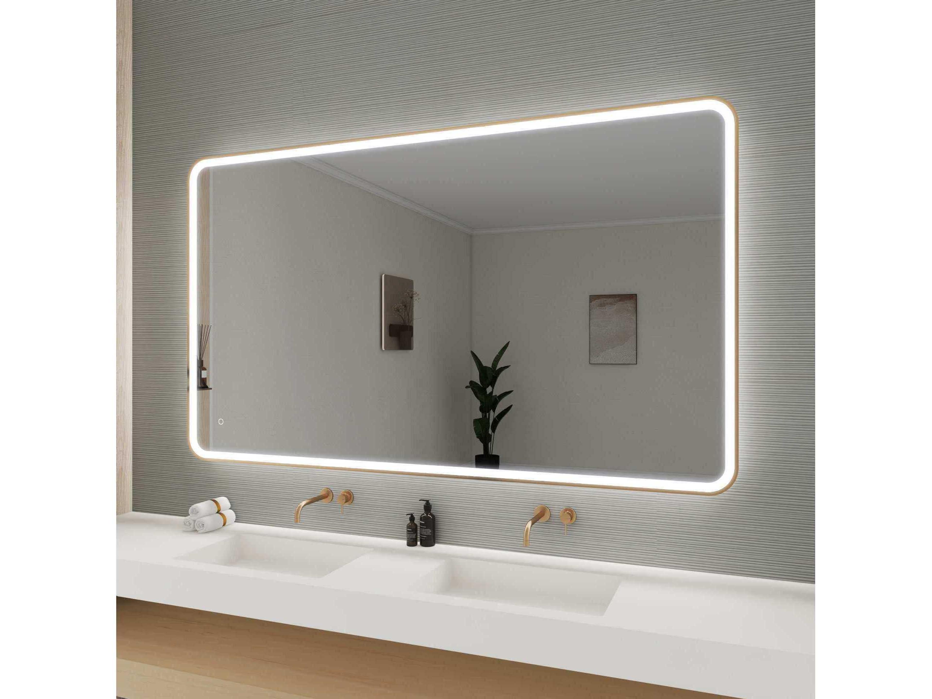 Elegant Lighting Harmoni Satin Gold Rectangular Wall Mirror