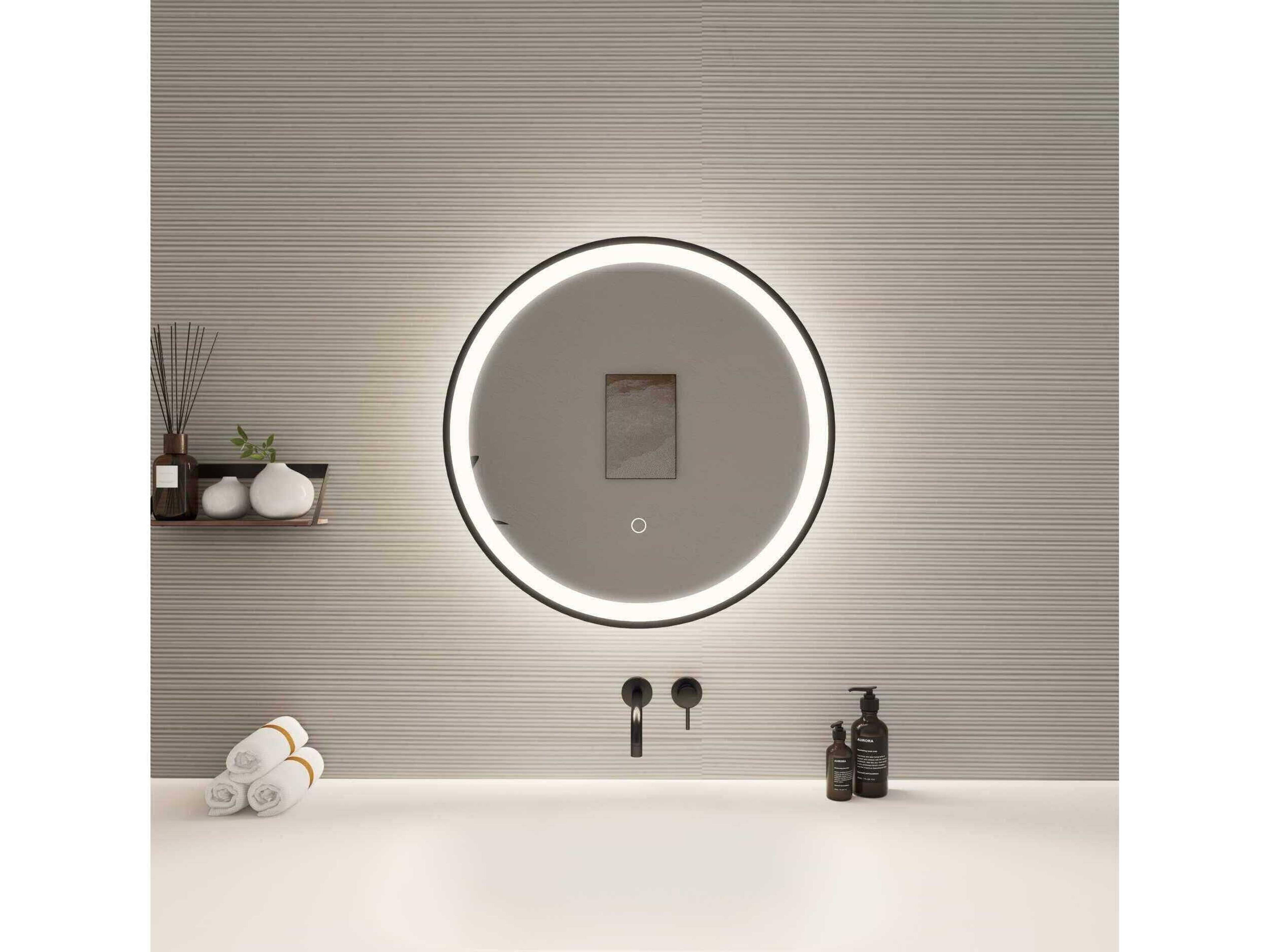 Elegant Lighting Harmoni Black Round Wall Mirror