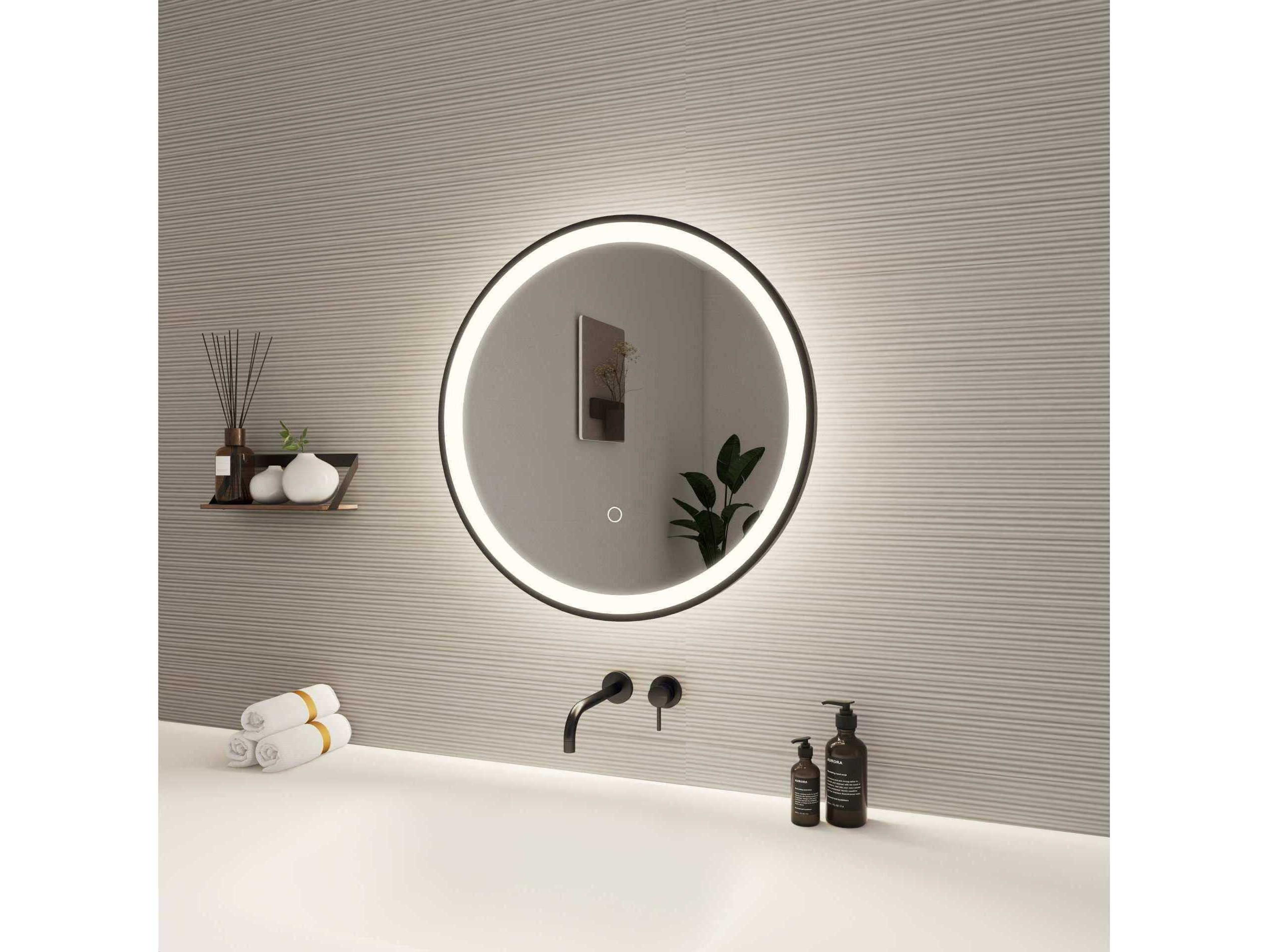 Elegant Lighting Harmoni Black Round Wall Mirror