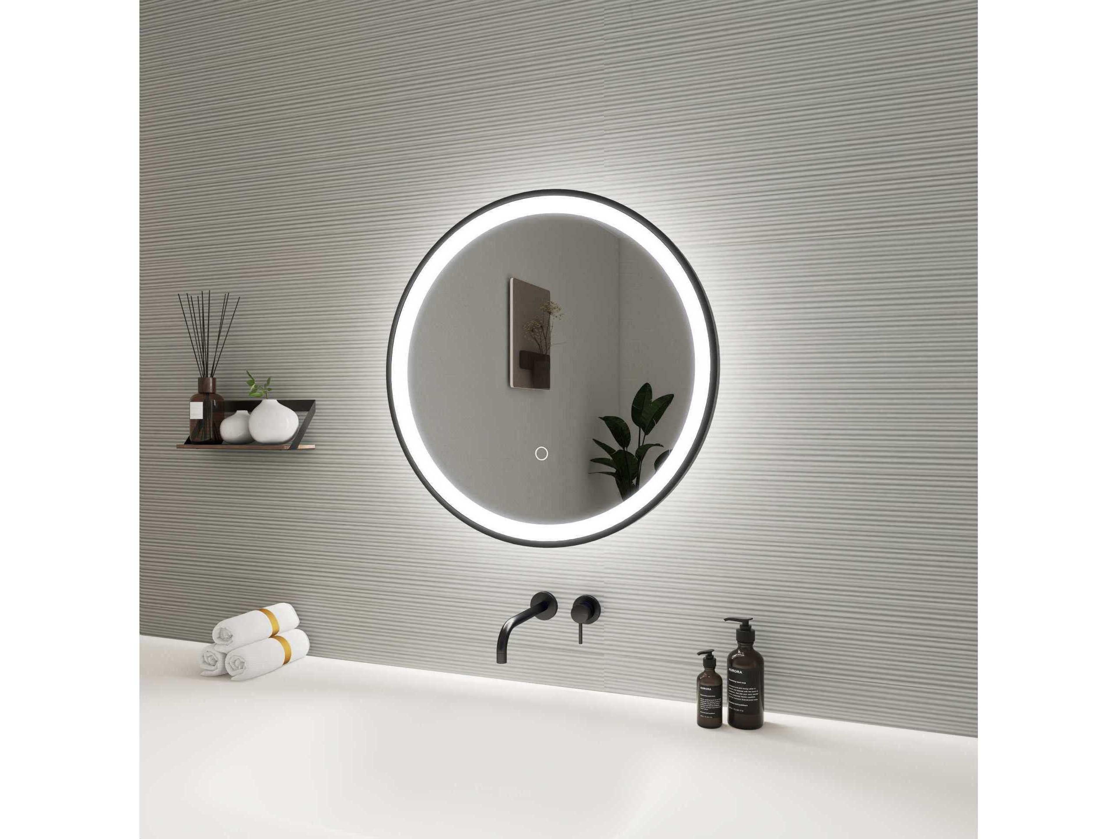 Elegant Lighting Harmoni Black Round Wall Mirror