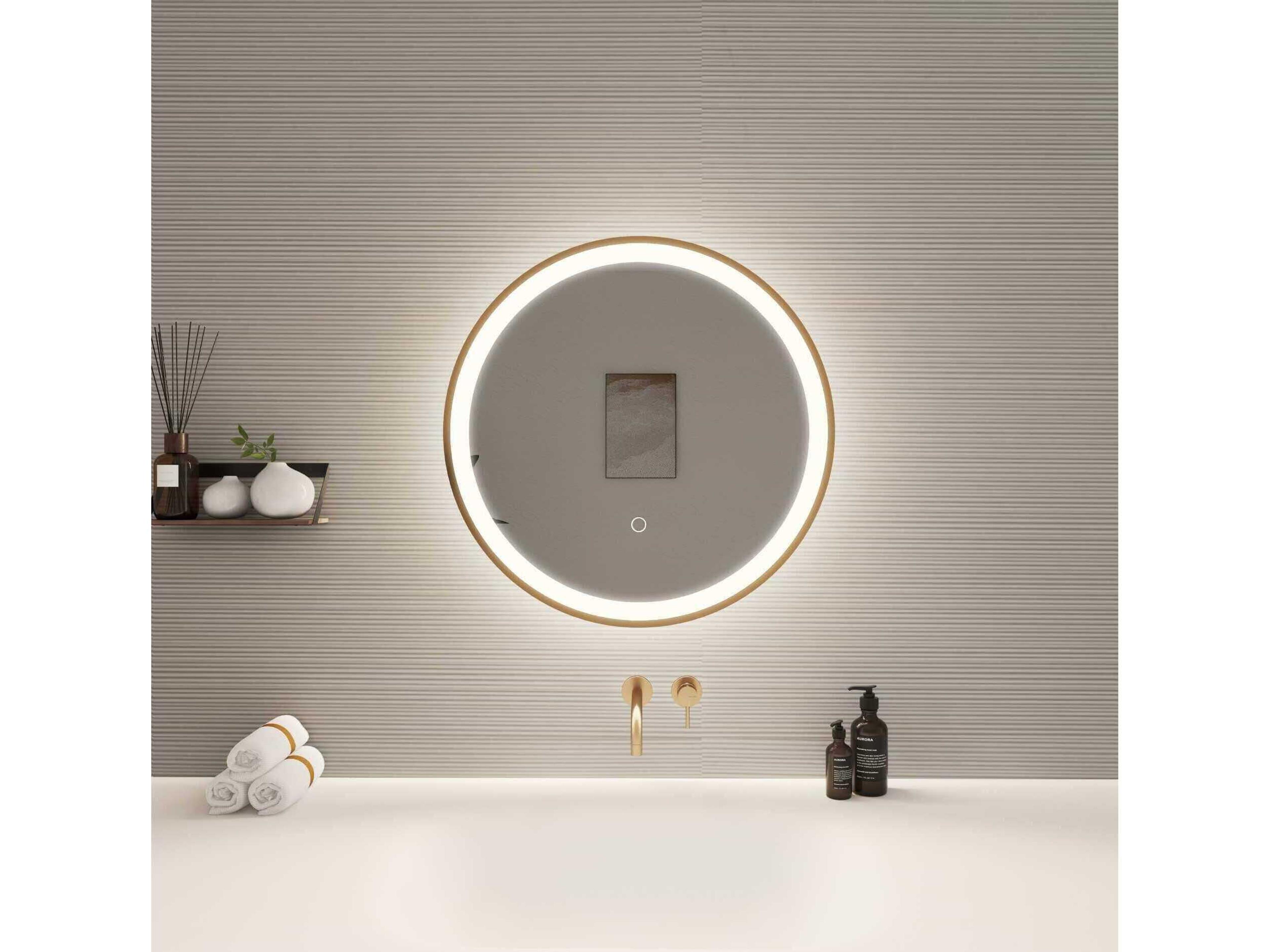 Elegant Lighting Harmoni Satin Gold Round Wall Mirror