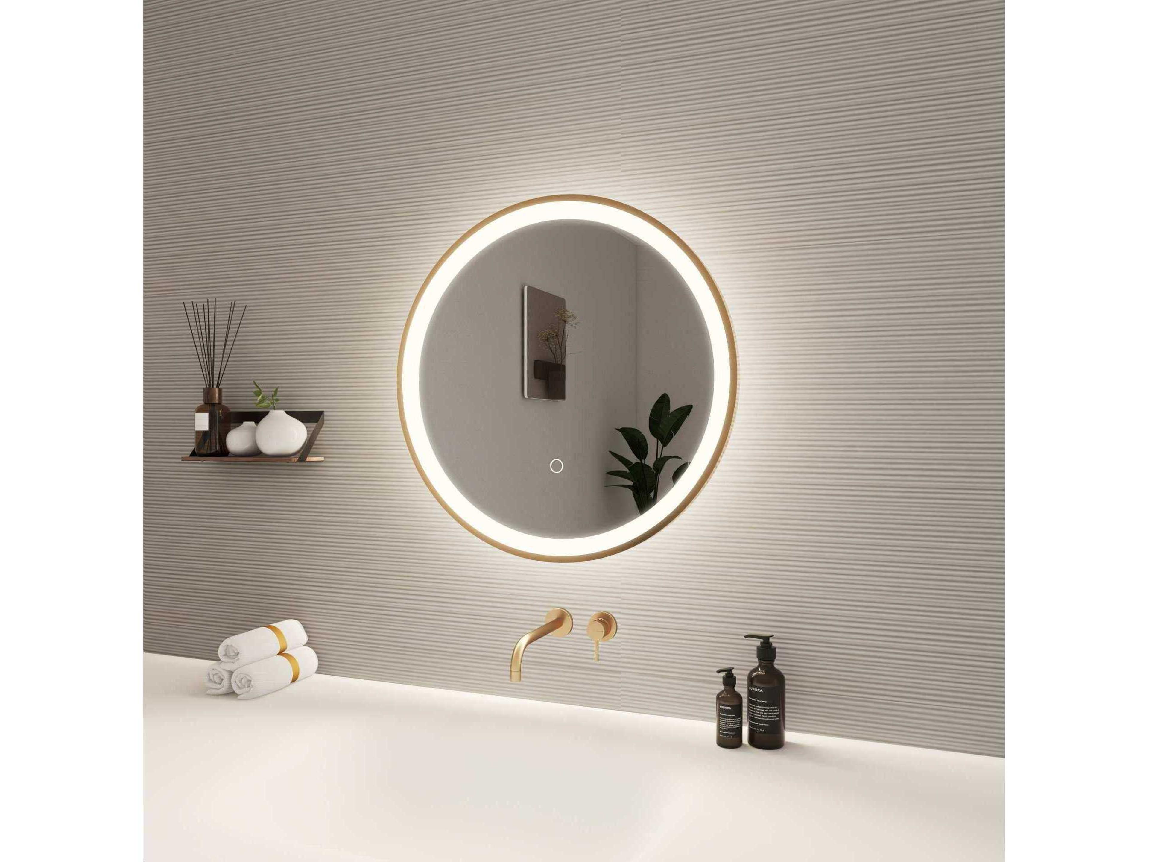 Elegant Lighting Harmoni Satin Gold Round Wall Mirror