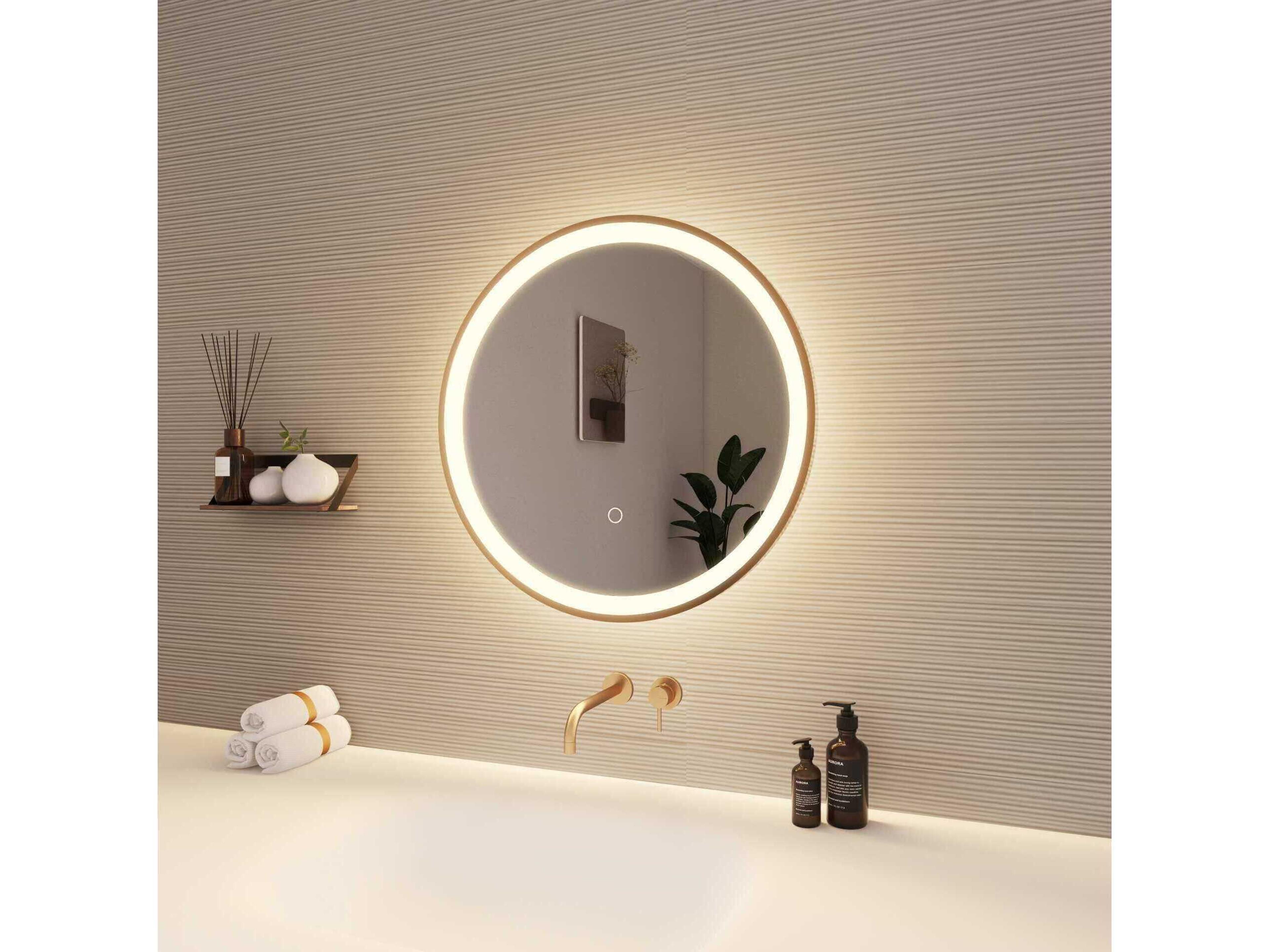 Elegant Lighting Harmoni Satin Gold Round Wall Mirror