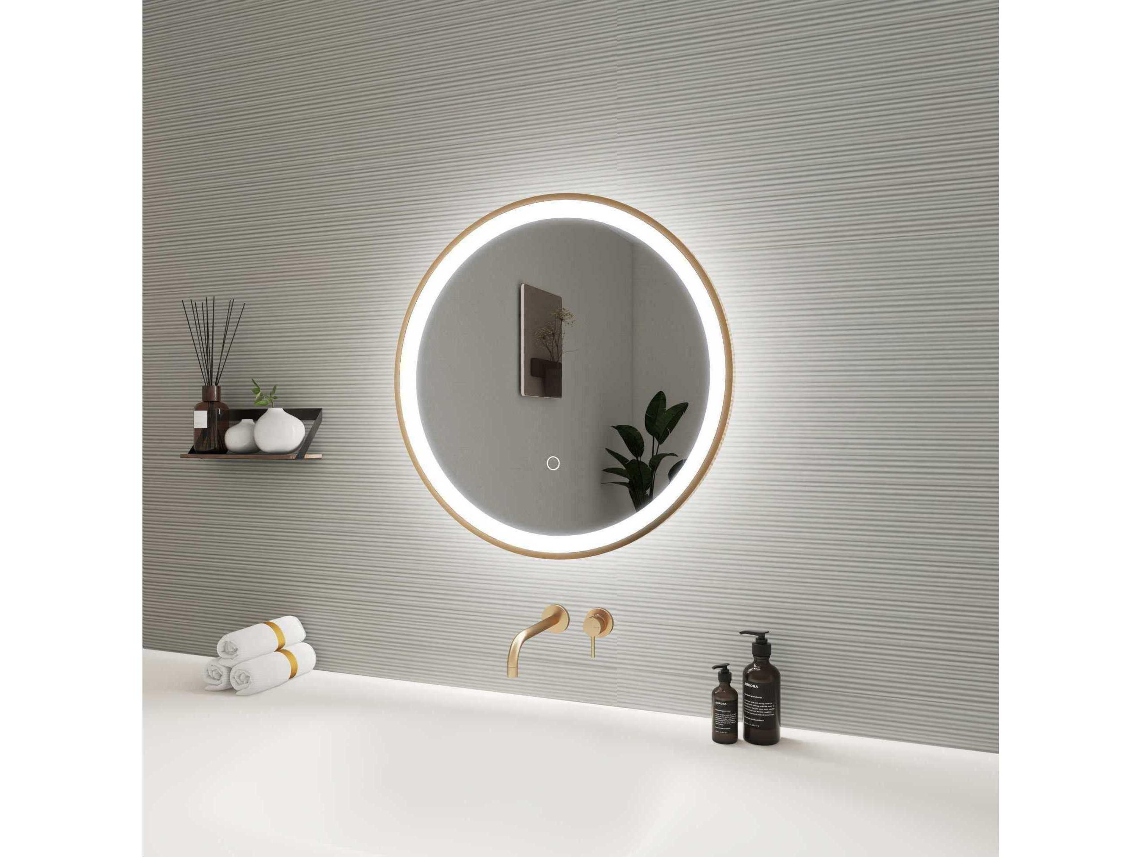 Elegant Lighting Harmoni Satin Gold Round Wall Mirror