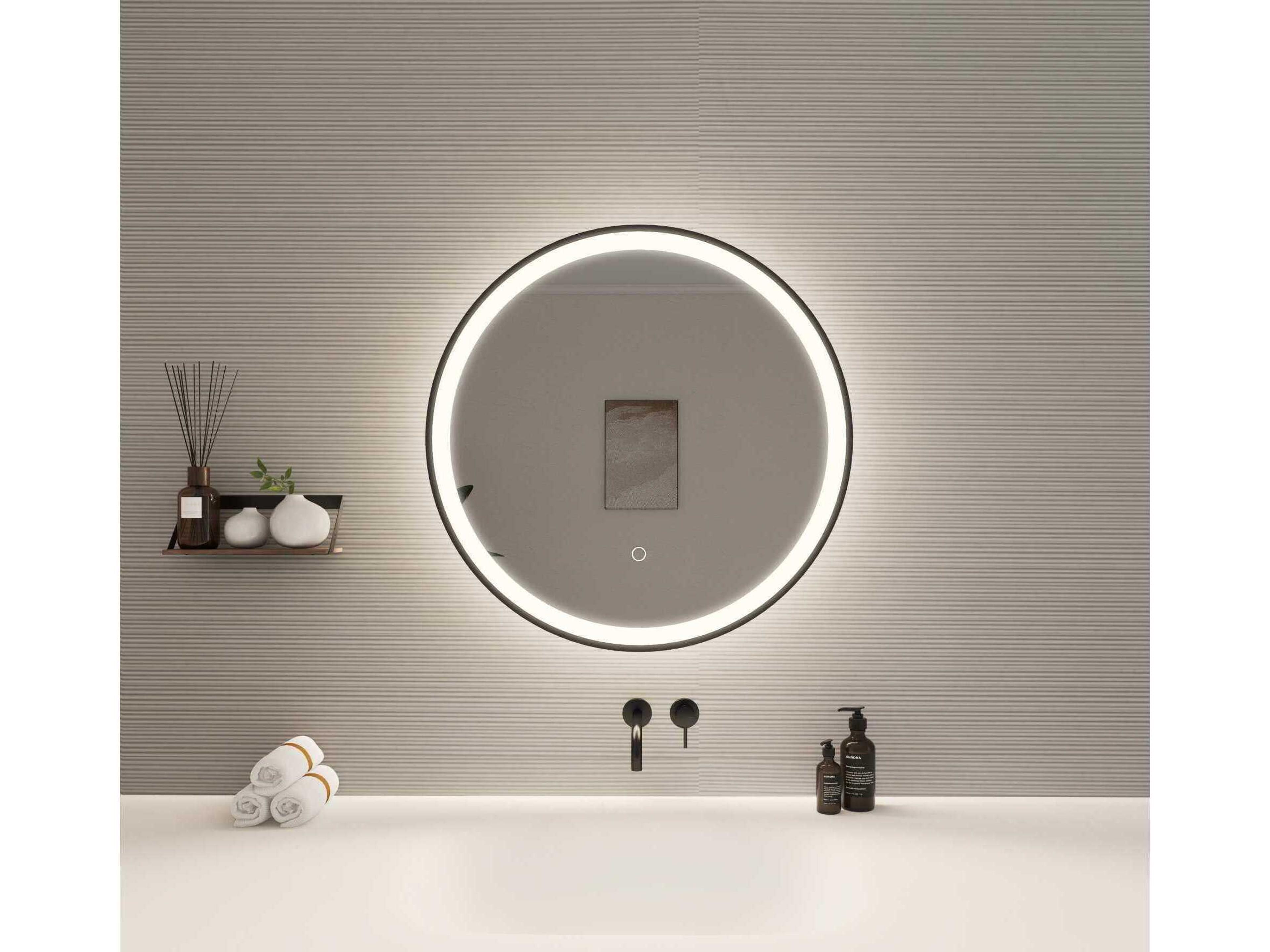 Elegant Lighting Harmoni Black Round Wall Mirror
