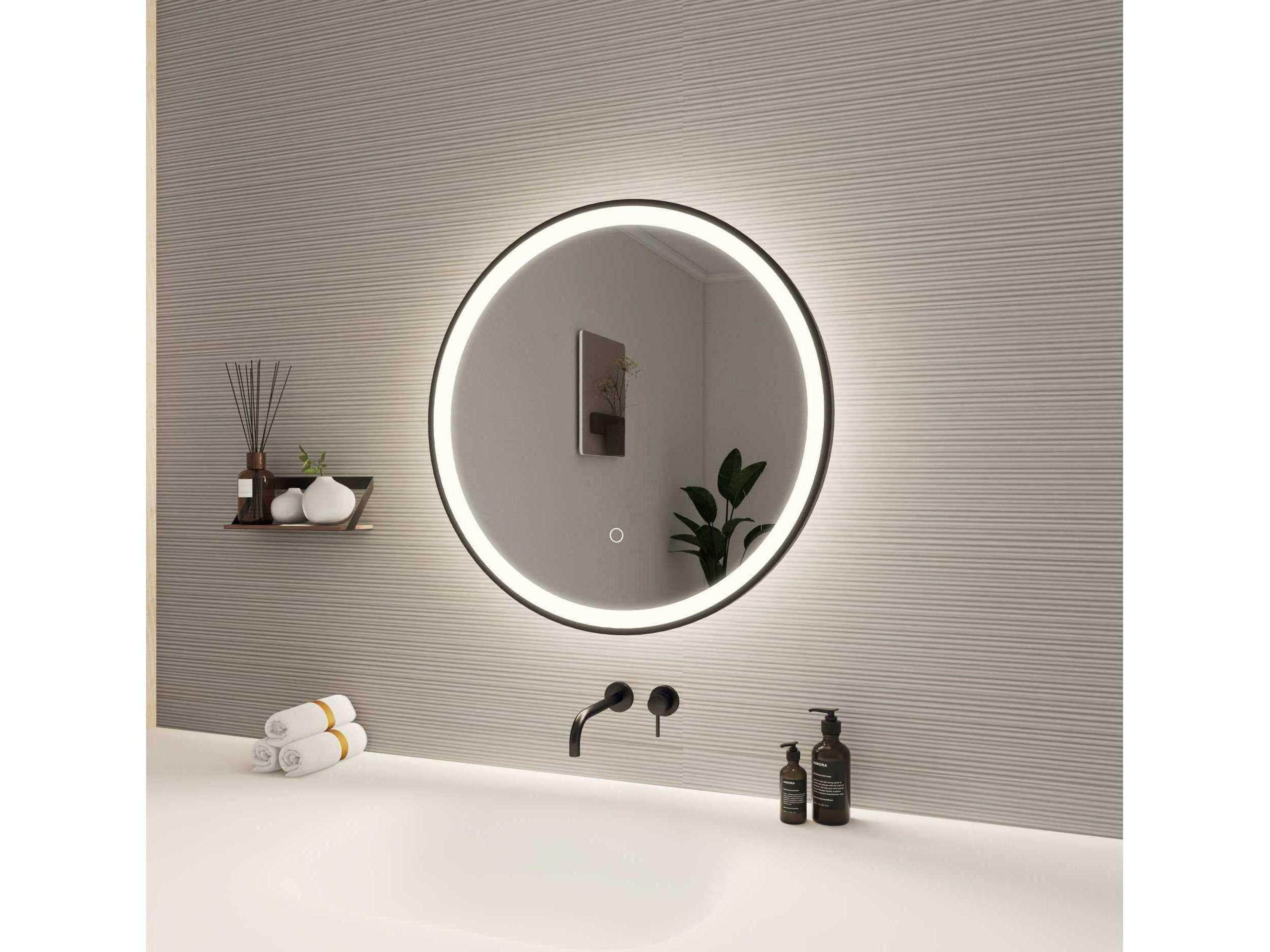 Elegant Lighting Harmoni Black Round Wall Mirror