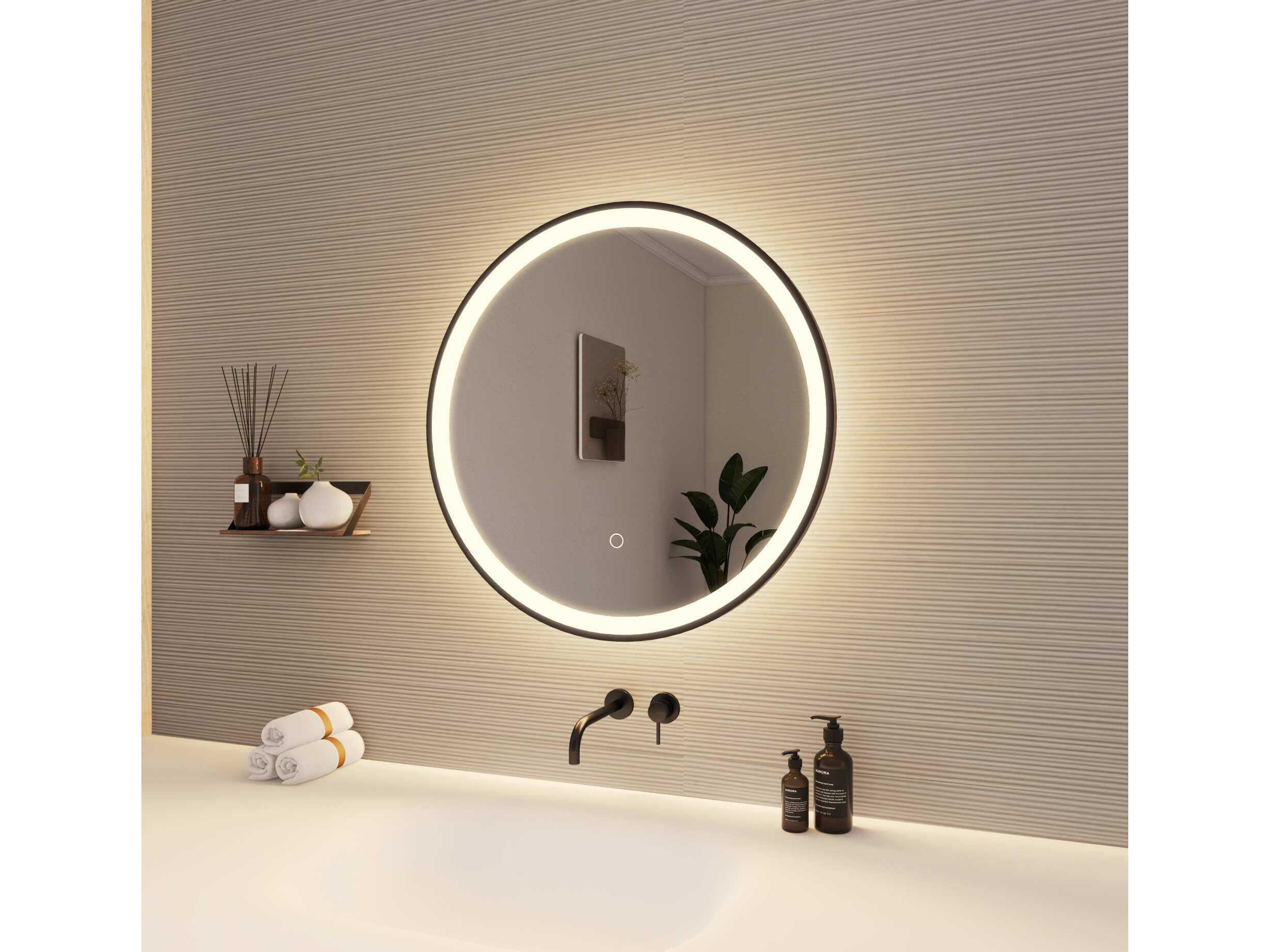 Elegant Lighting Harmoni Black Round Wall Mirror