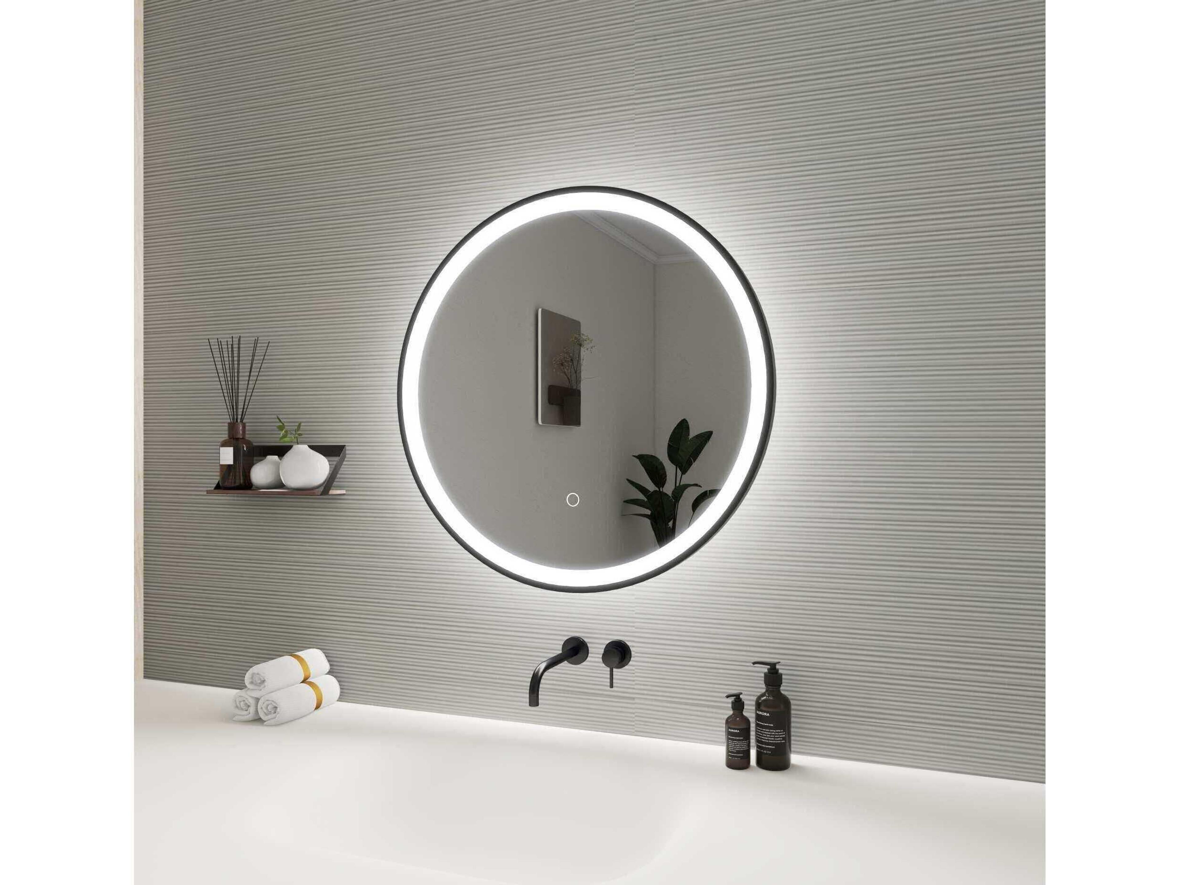 Elegant Lighting Harmoni Black Round Wall Mirror